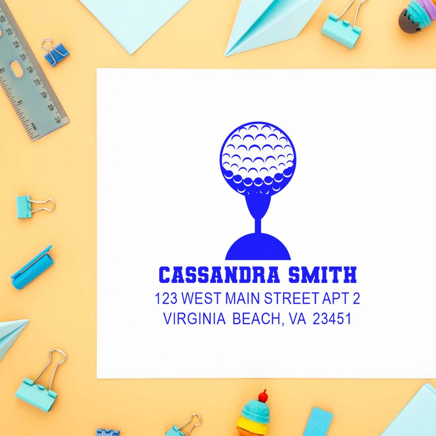 Custom return address rubber stamp for Cassandra Smith, Virginia Beach, VA 23451
