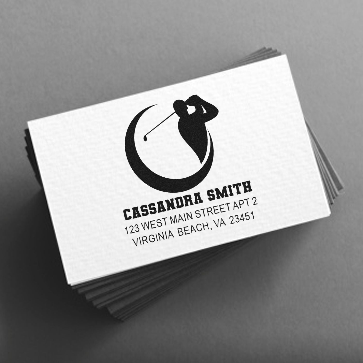 Personalized golf-themed return address rubber stamp with custom name and address