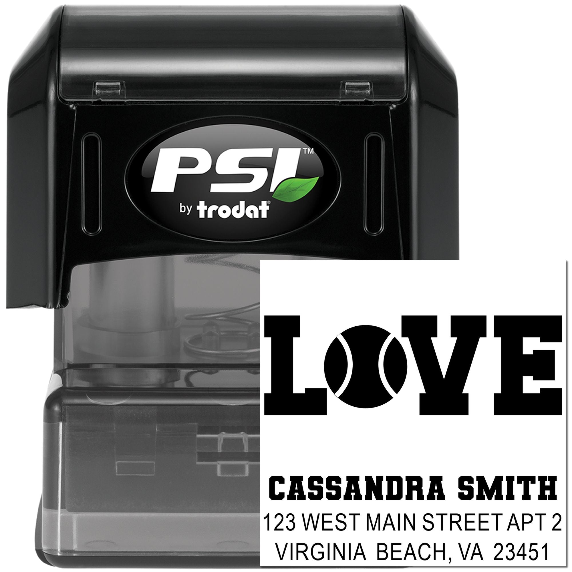 PSI by Trodat custom self-inking return address rubber stamp with LOVE design for mailing, weddings, and crafts.