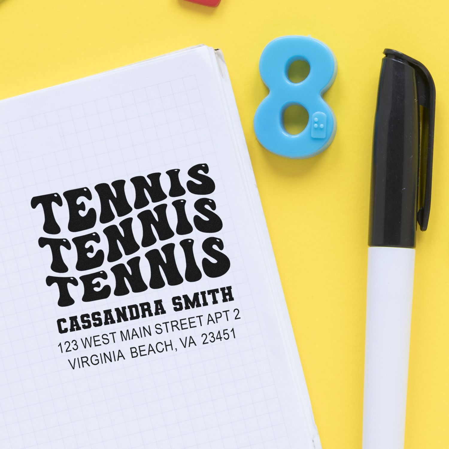 Bold Tennis Typography Self-Inking Stamp