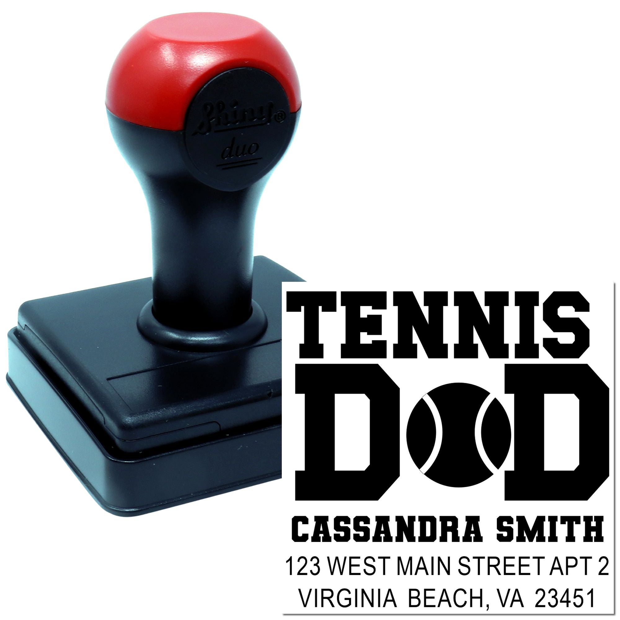 Custom tennis dad return address stamp, self-inking rubber stamp for personalized mailing and gifts