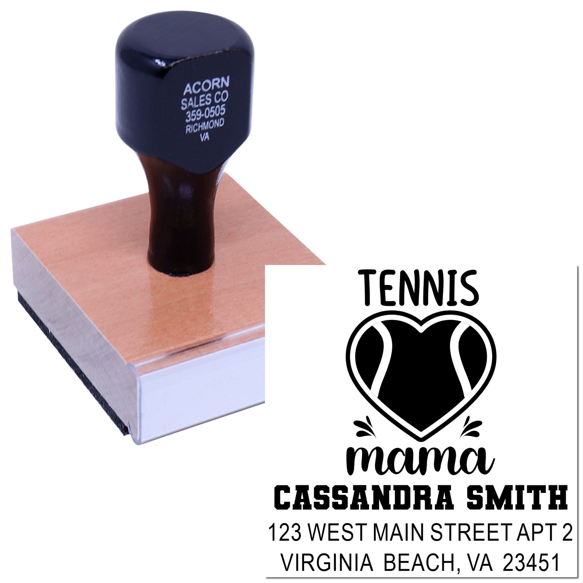 Personalized tennis mama self-inking rubber stamp with name and address for custom mailing labels