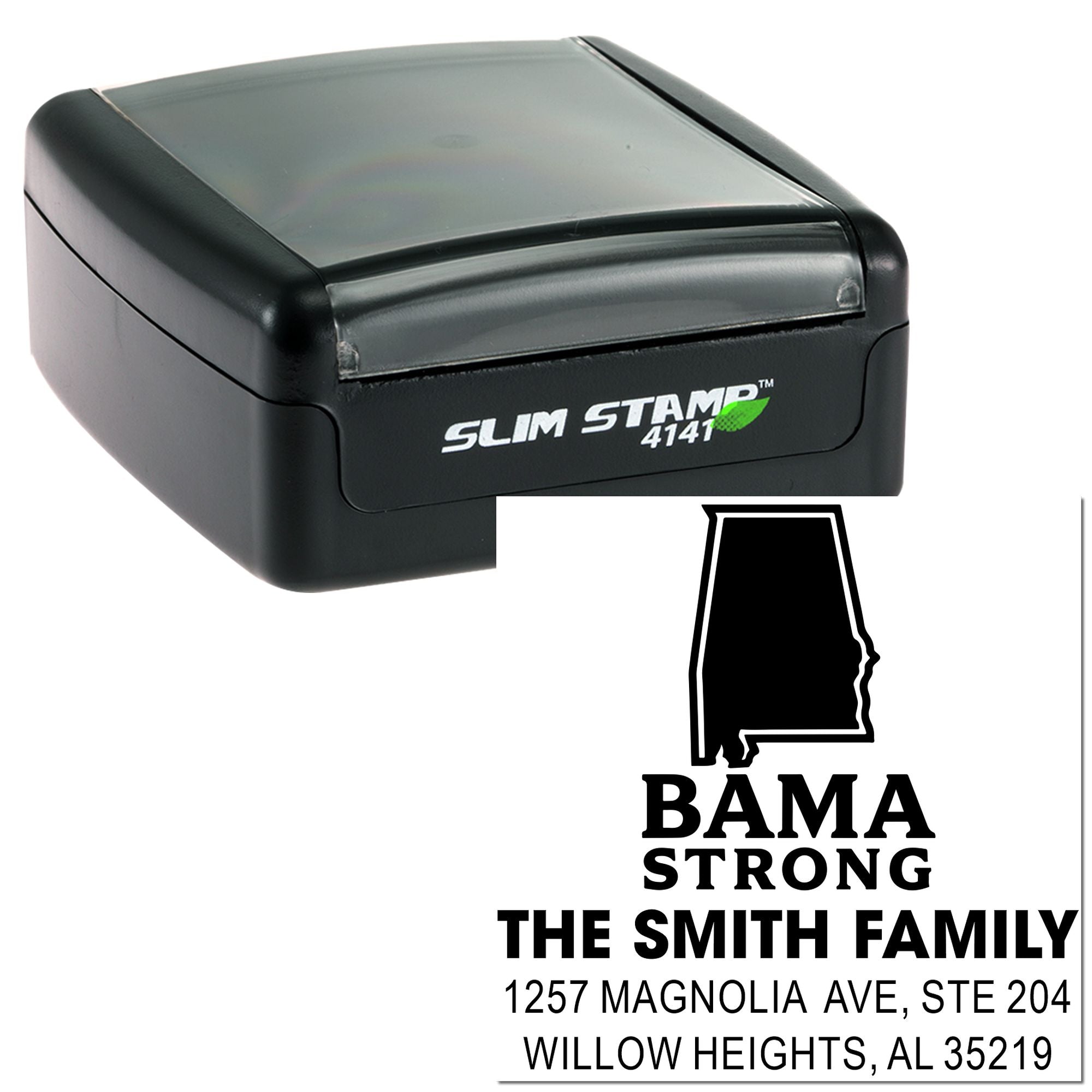 Bama Pride Heritage Personalized 1-5/8" Square Pre-Inked Rubber Stamp for Alumni and College Students