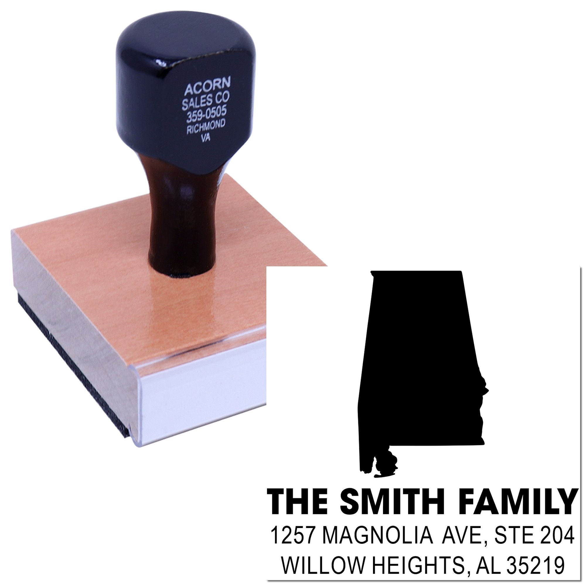 Alabama Silhouette Charm Wood Handle Stamp