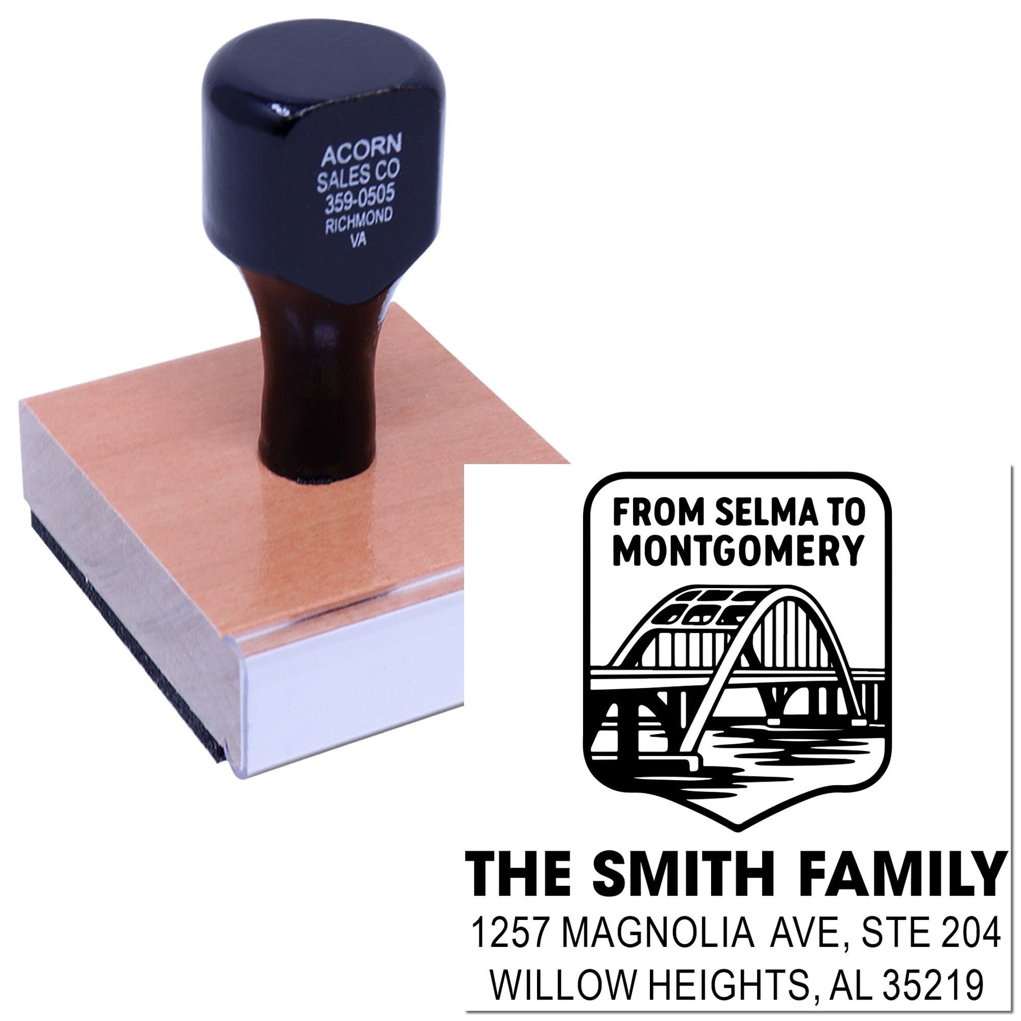 Selma Montgomery Bridge Wood Handle Stamp
