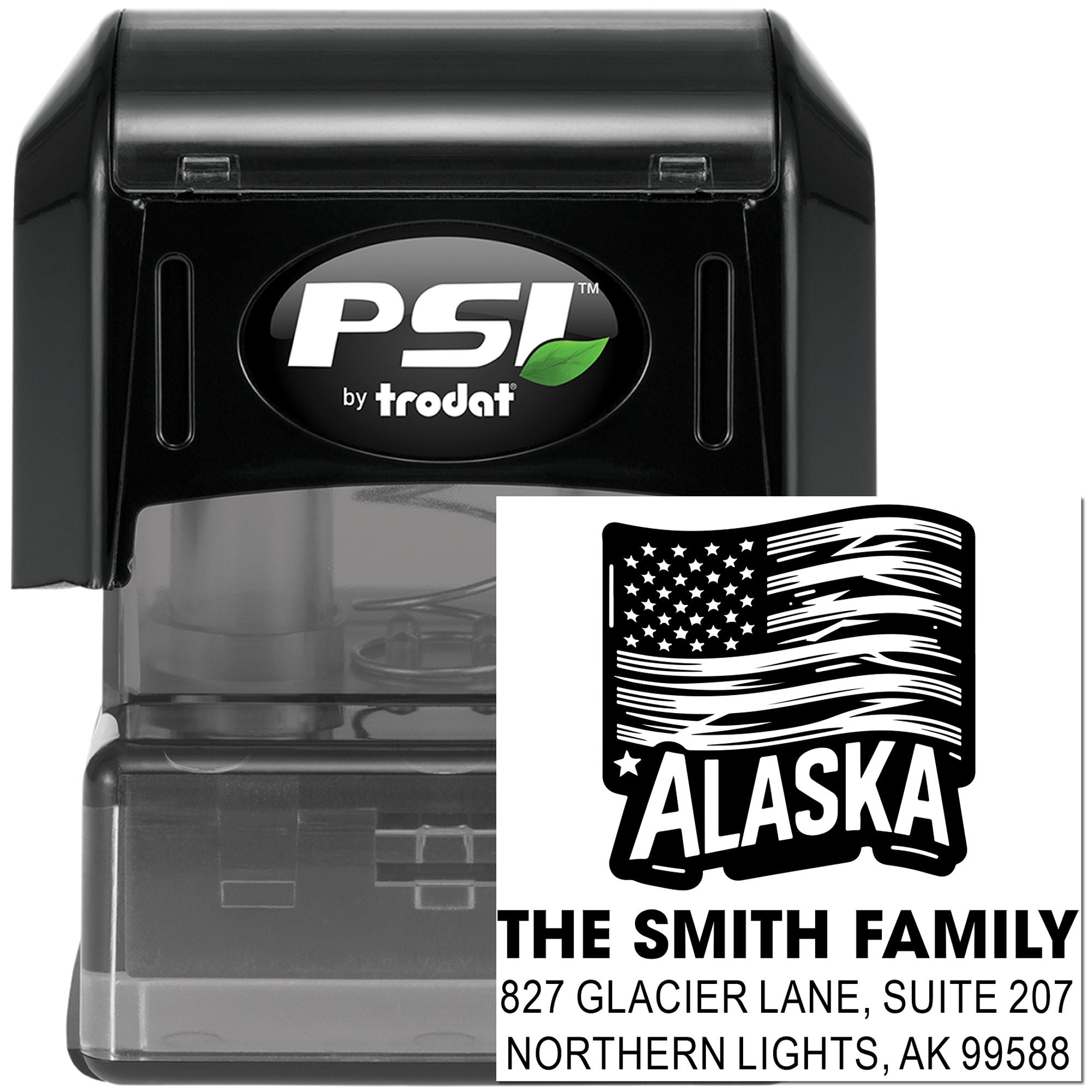 Alaska Wave Design Custom -Handle Rubber Pre-Inked Stamp