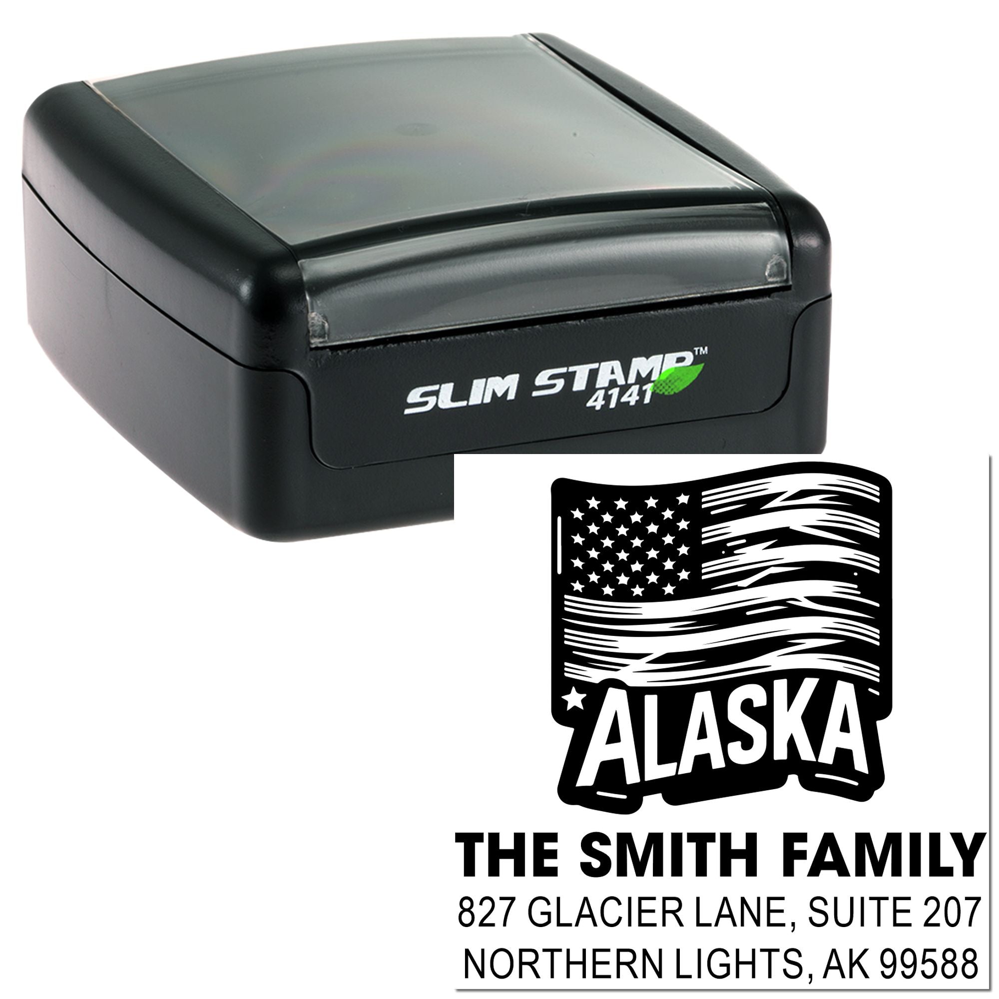 Personalized Alaska Coastal Wave Custom Address Pre-Inked Stamp, 3-Line Rustic Rubber Stamp for Crafters & Small Businesses