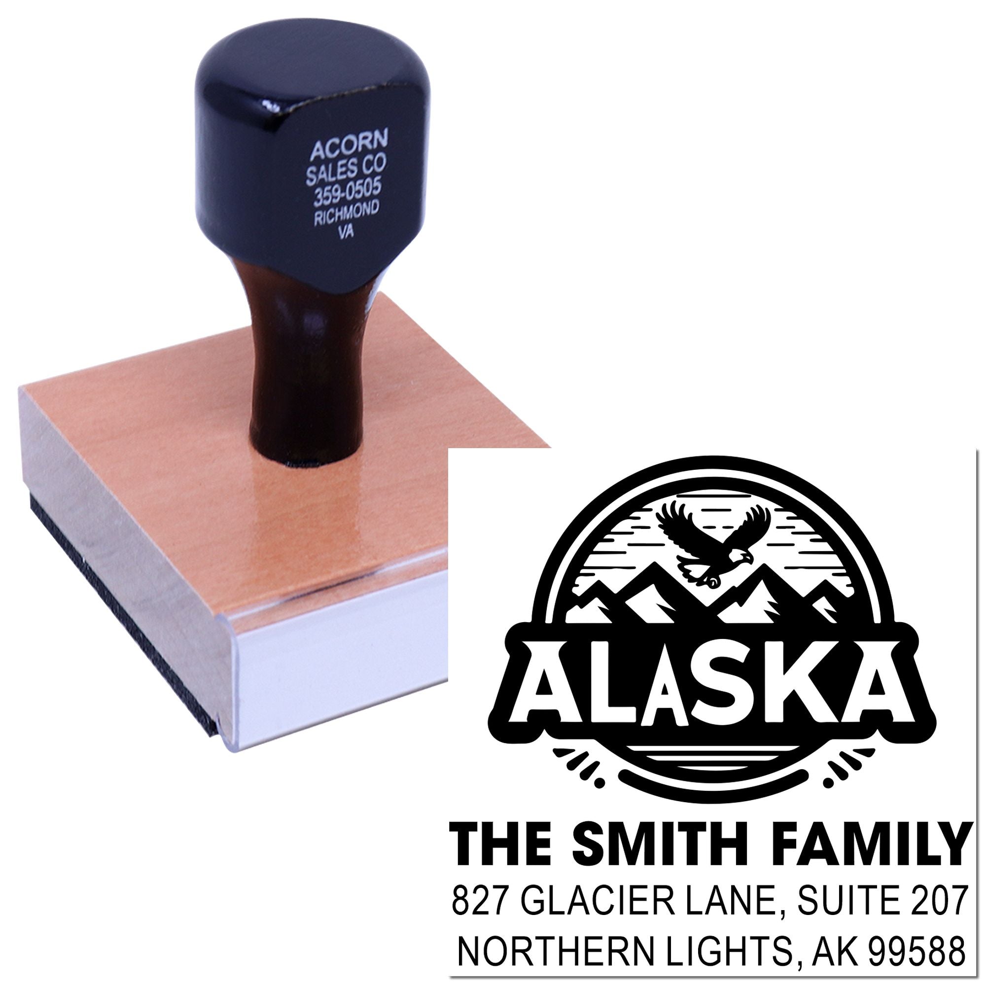 Alaskan Adventure Badge Wood Handle Stamp
