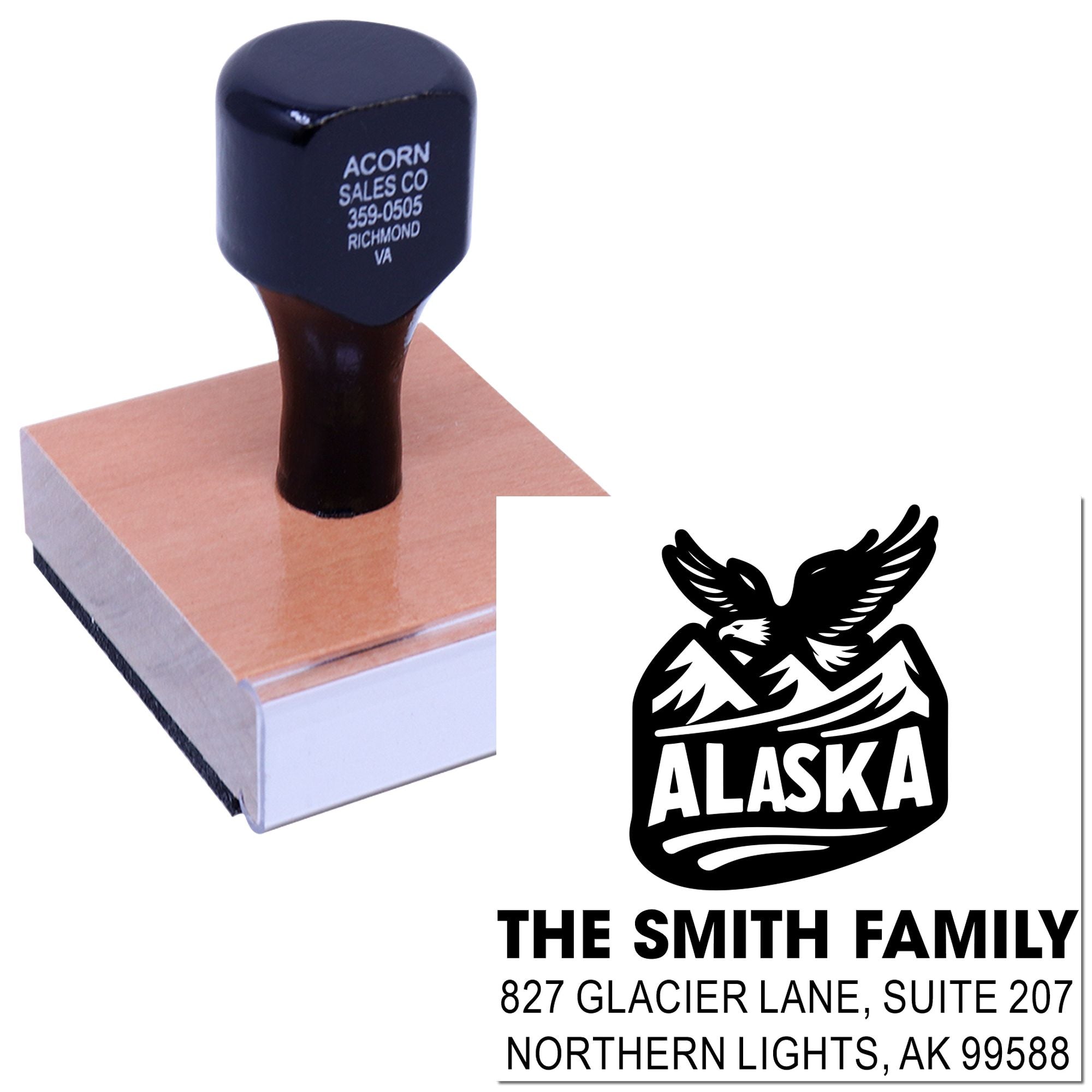 Alaska Eagle Emblem Wood Handle Stamp