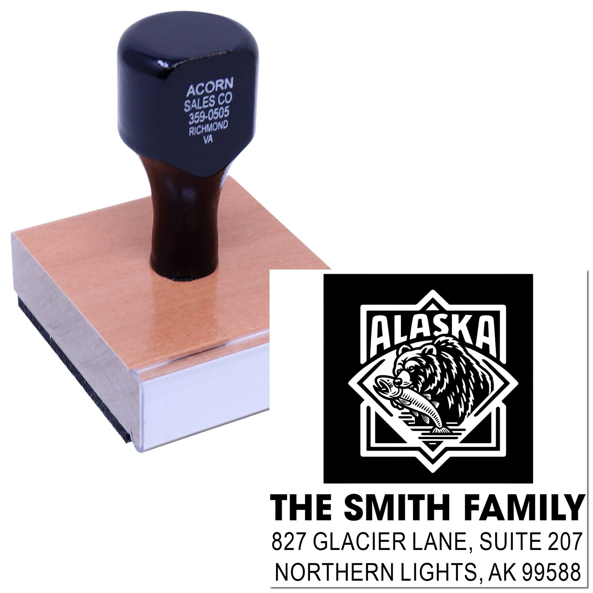 Alaska Bear Adventure Wood Handle Stamp