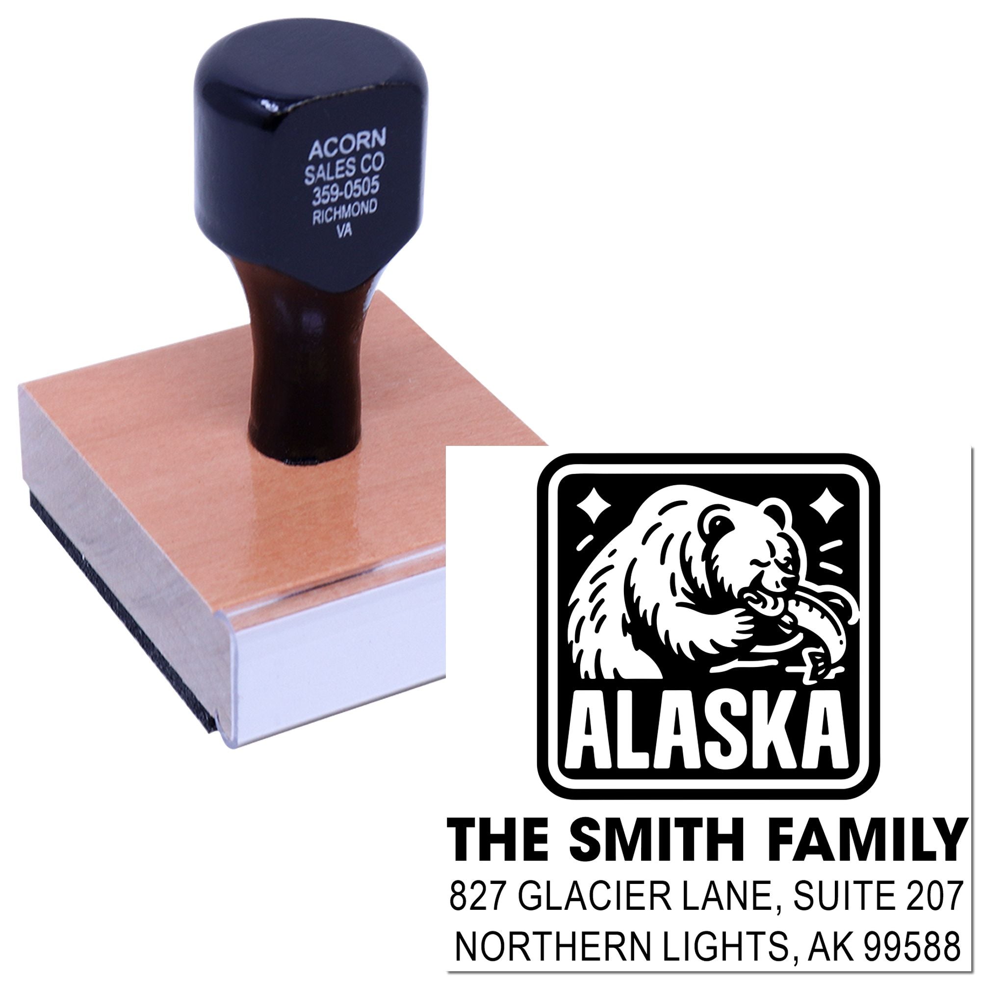 Alaskan Bear Adventure Wood Handle Stamp
