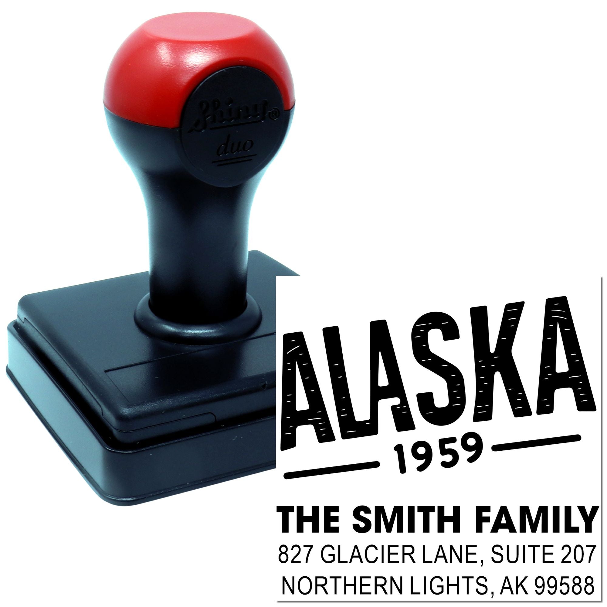 Alaska Vintage Retro Birchwood Address Rubber Stamp, 1-5/8" Square