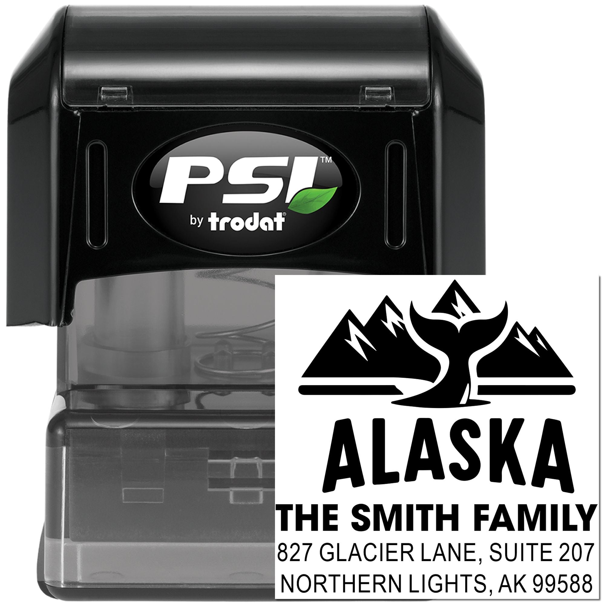 Alaska Wilderness Whale Tail Vintage Custom Address Stamp and PSI Pre-Inked Design