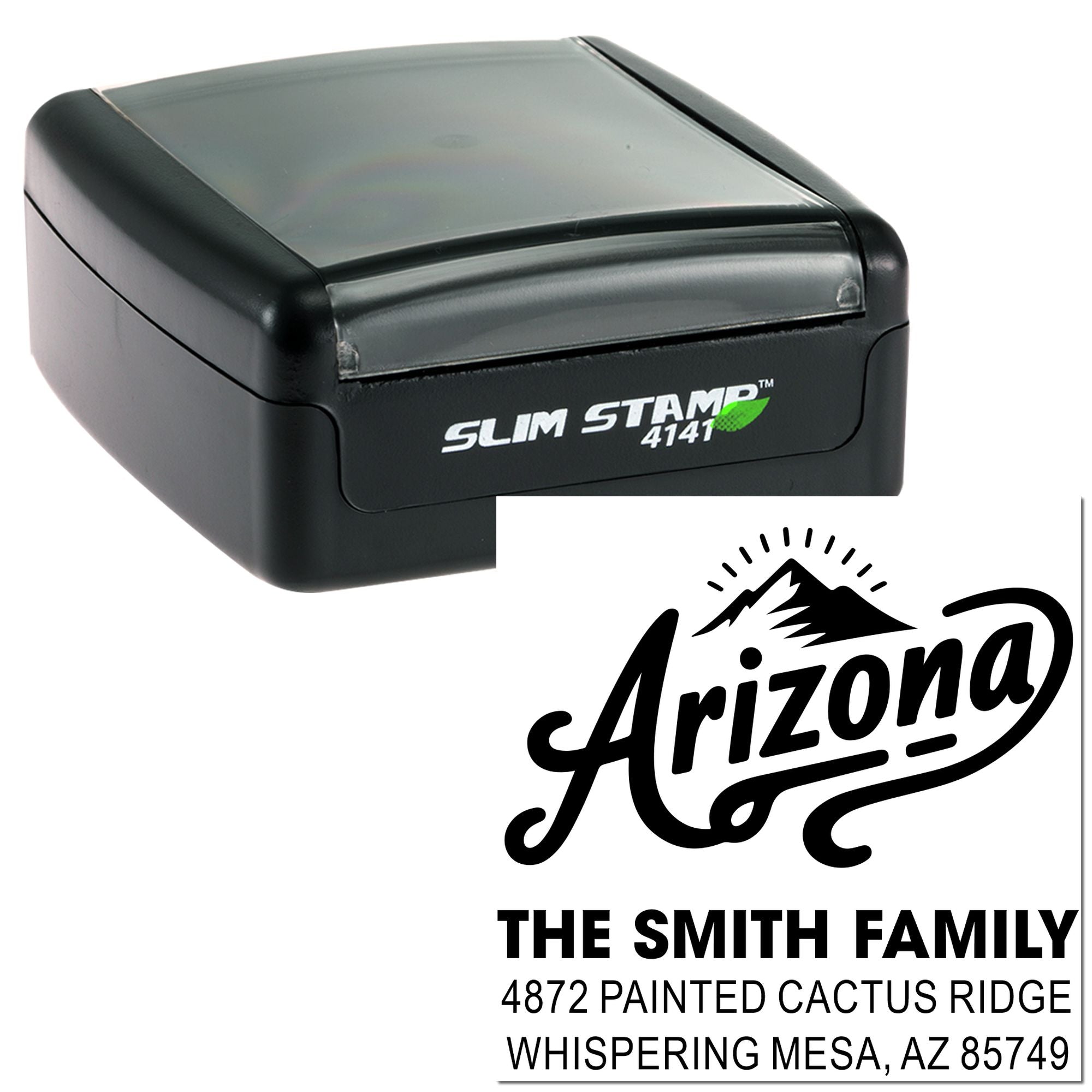 Arizona Adventure Handcrafted Rubber Stamp, 1-5/8" Square , Slim Pre-Inked, Arizona-Themed Scrapbooking and Craft Stamp