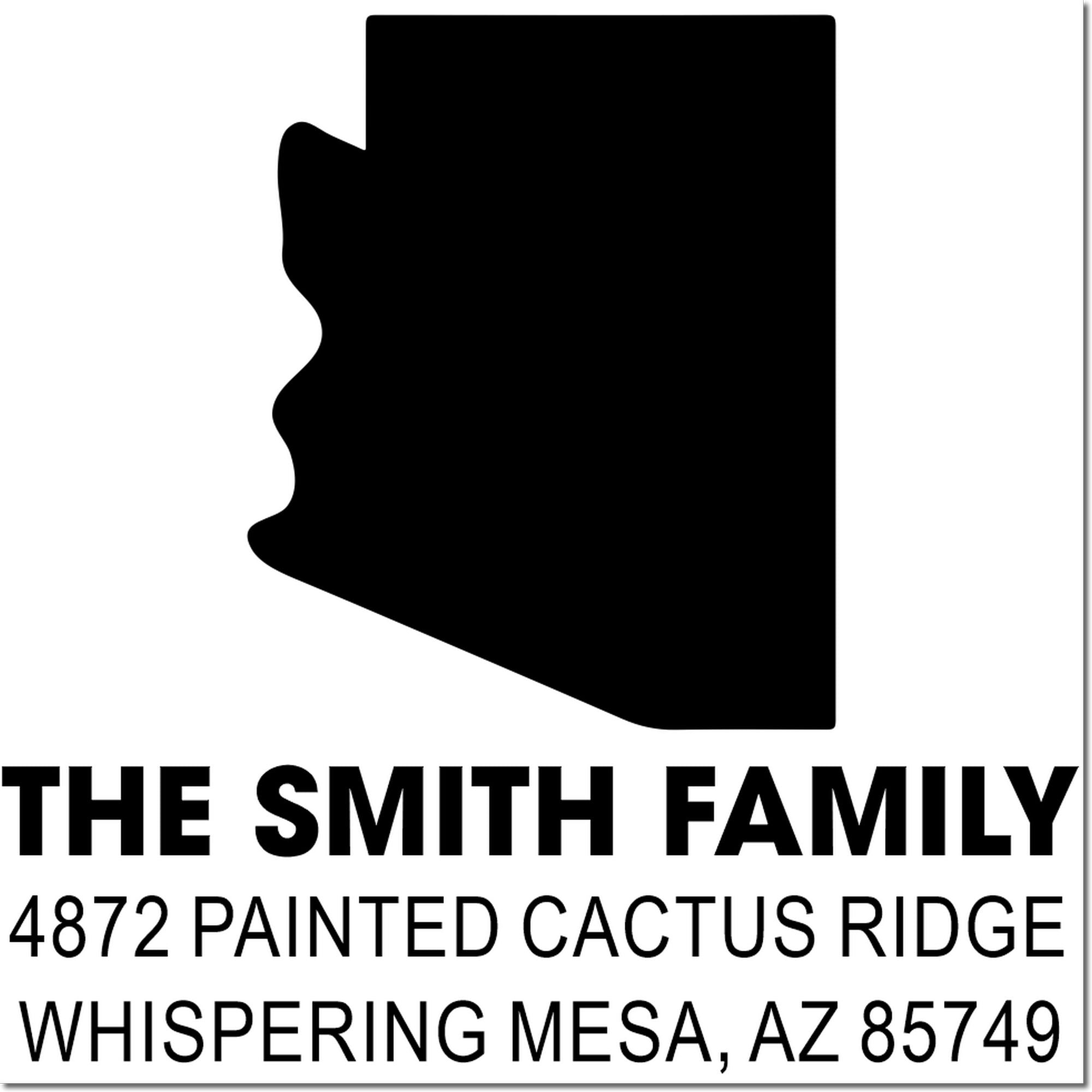 Custom Arizona address rubber stamp for The Smith Family, 4872 Painted Cactus Ridge, Whispering Mesa, AZ 85749