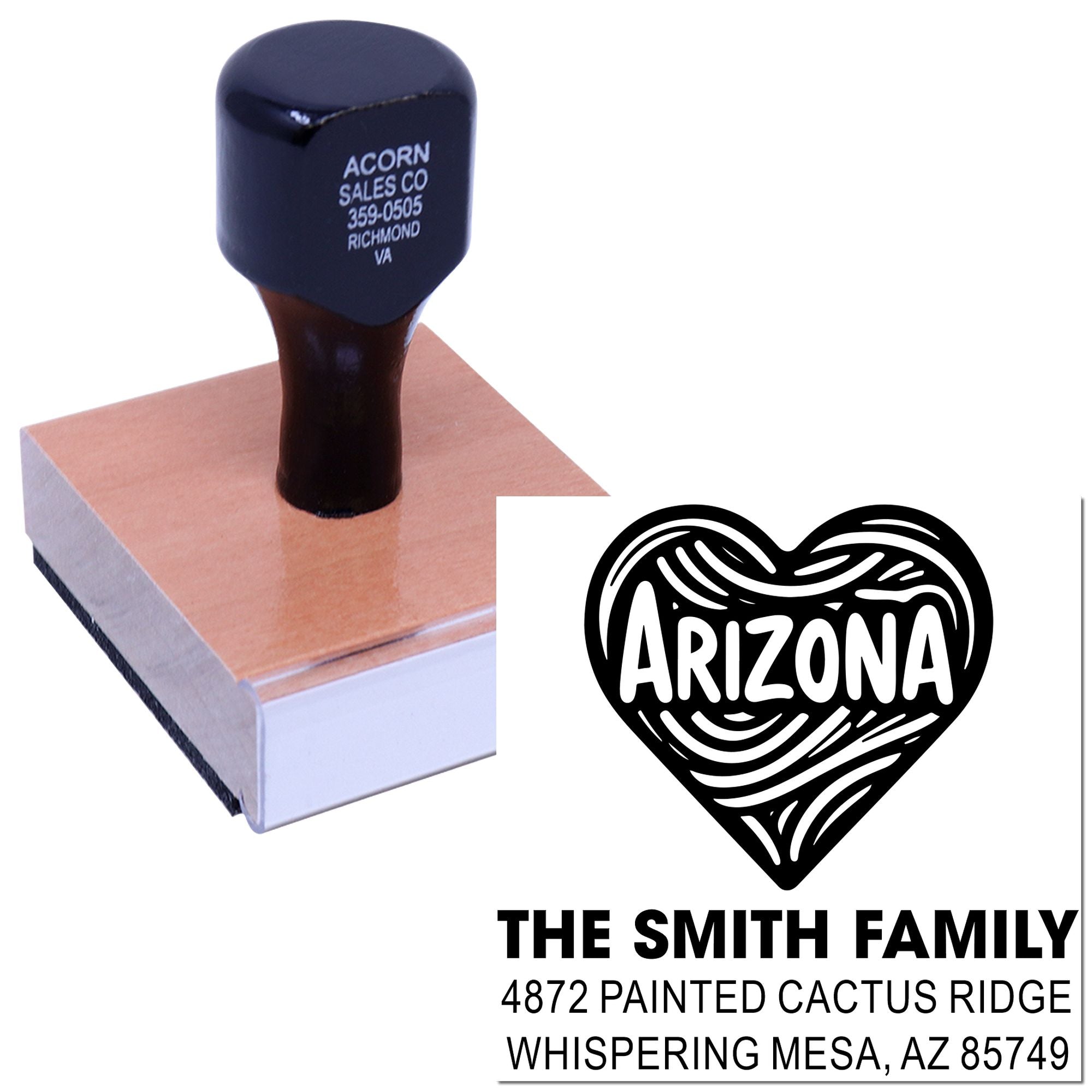 Heartfelt Arizona Design Wood Handle Stamp