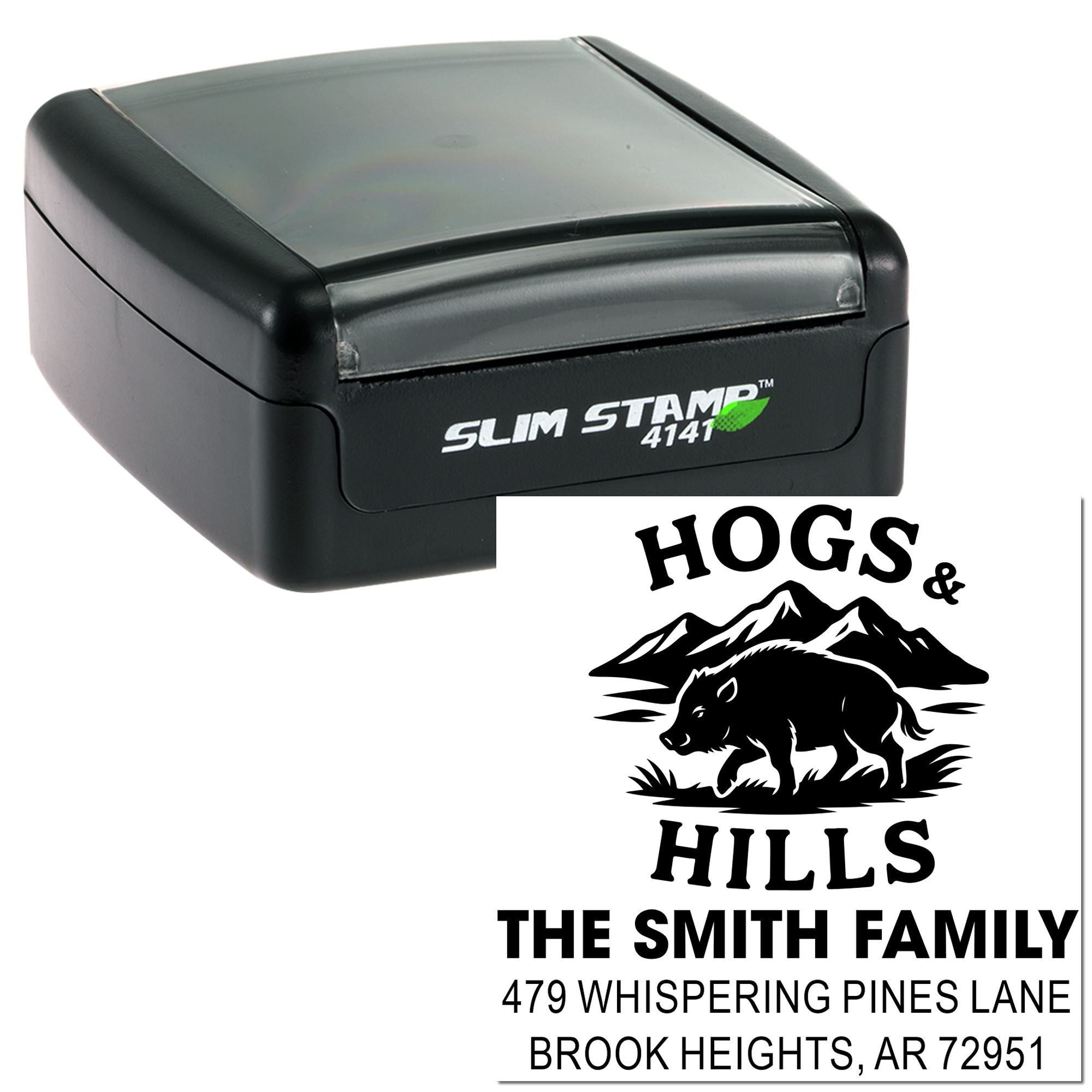 Hogs & Hills Elegant Monogram Square Pre-Inked Stamp
