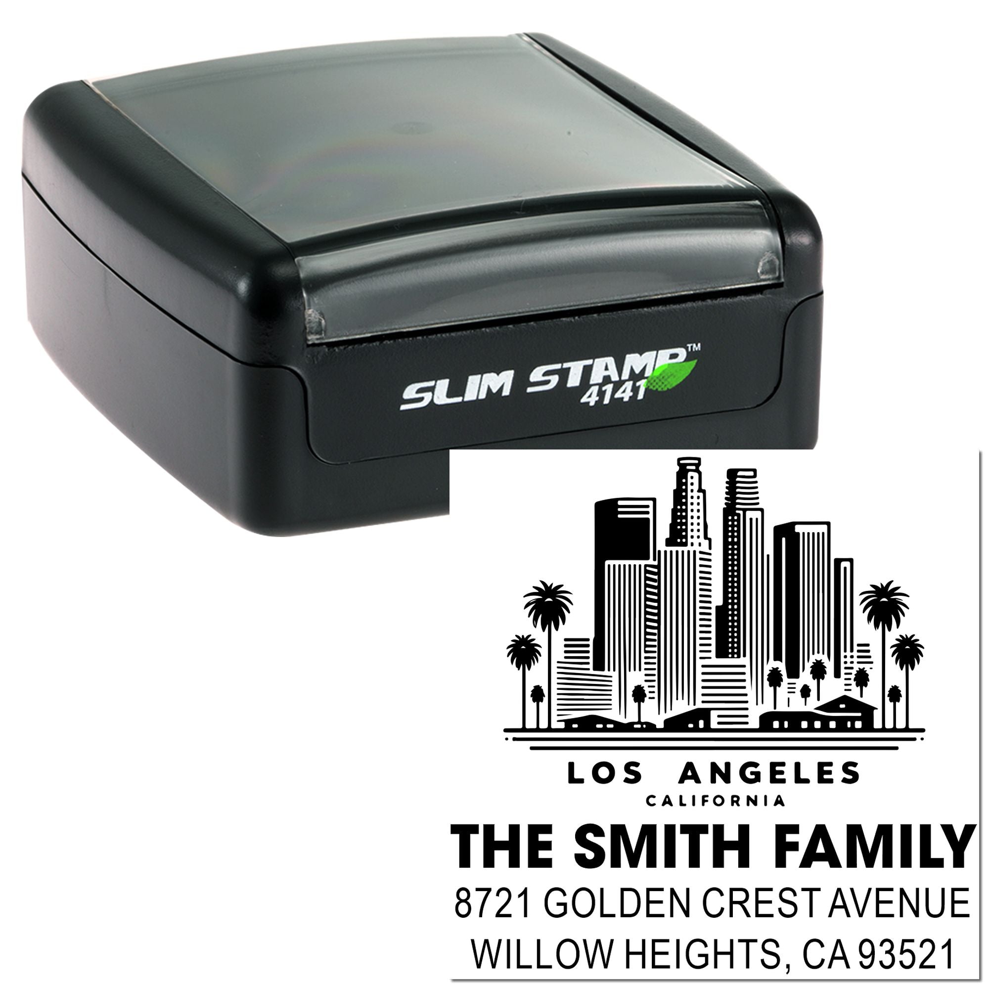 Urban Skyline Personalized 3-Line Pre-Inked Stamp