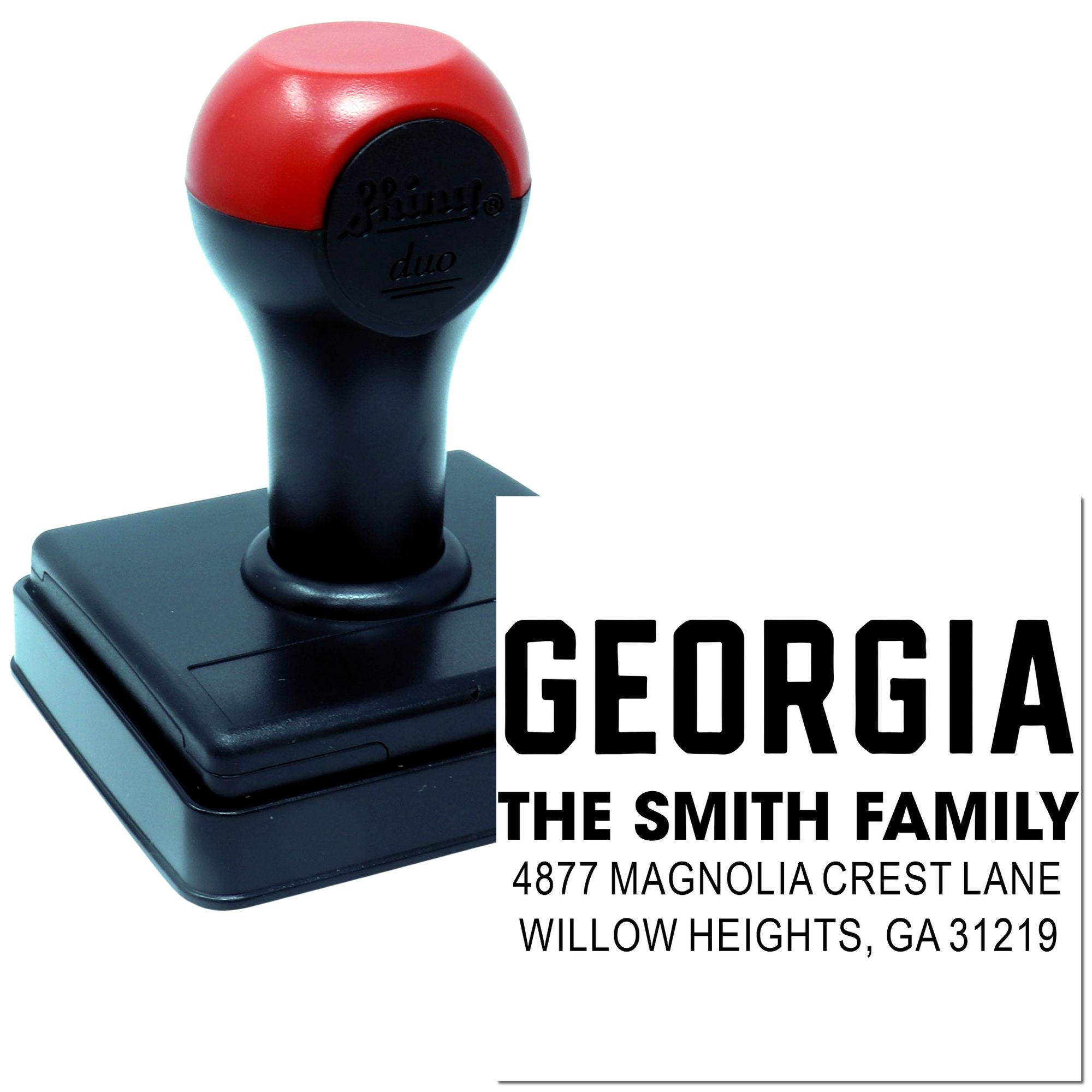 Georgia family address rubber stamp with The Smith Family return address imprint.