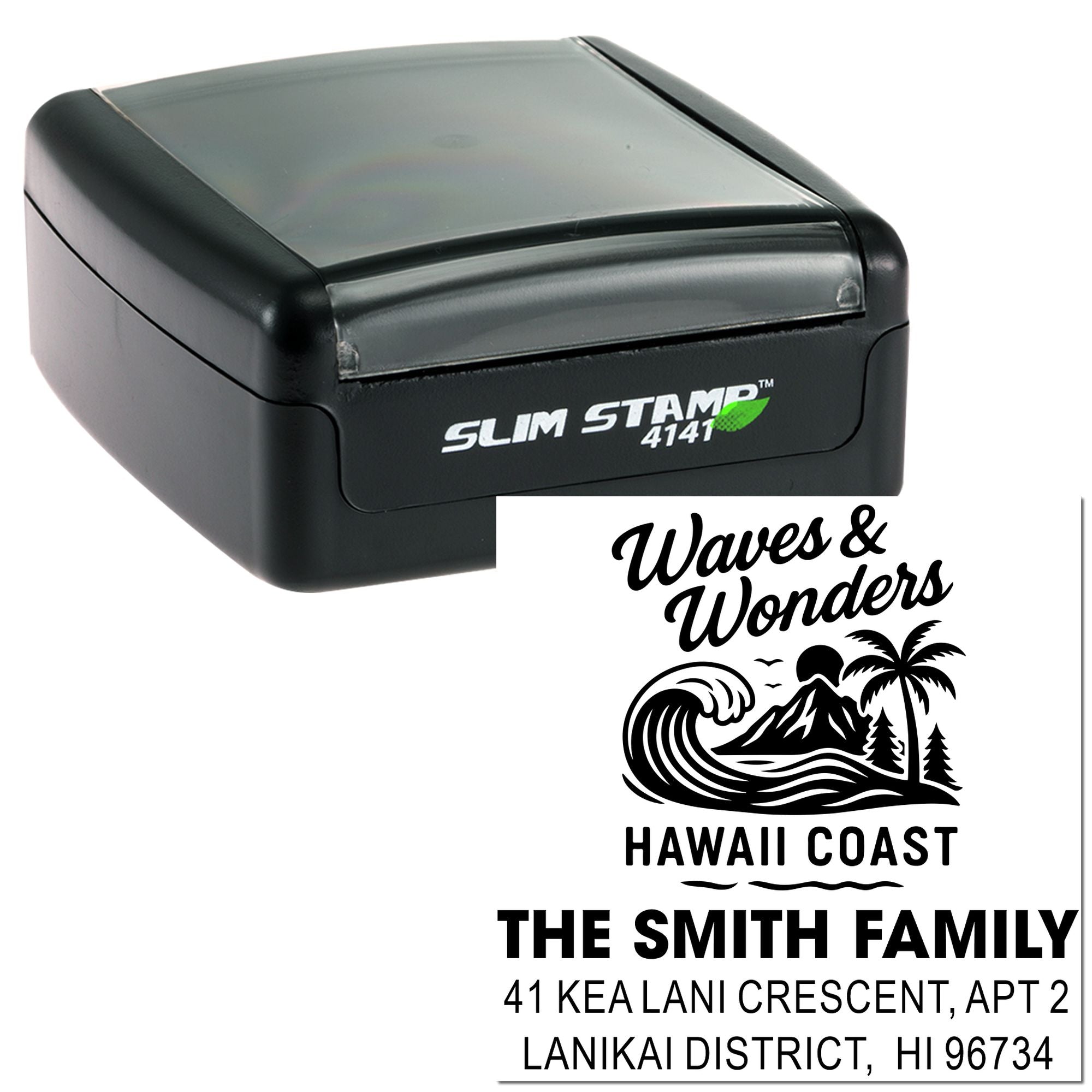 Tropical Wave Custom Address Pre-Inked Stamp