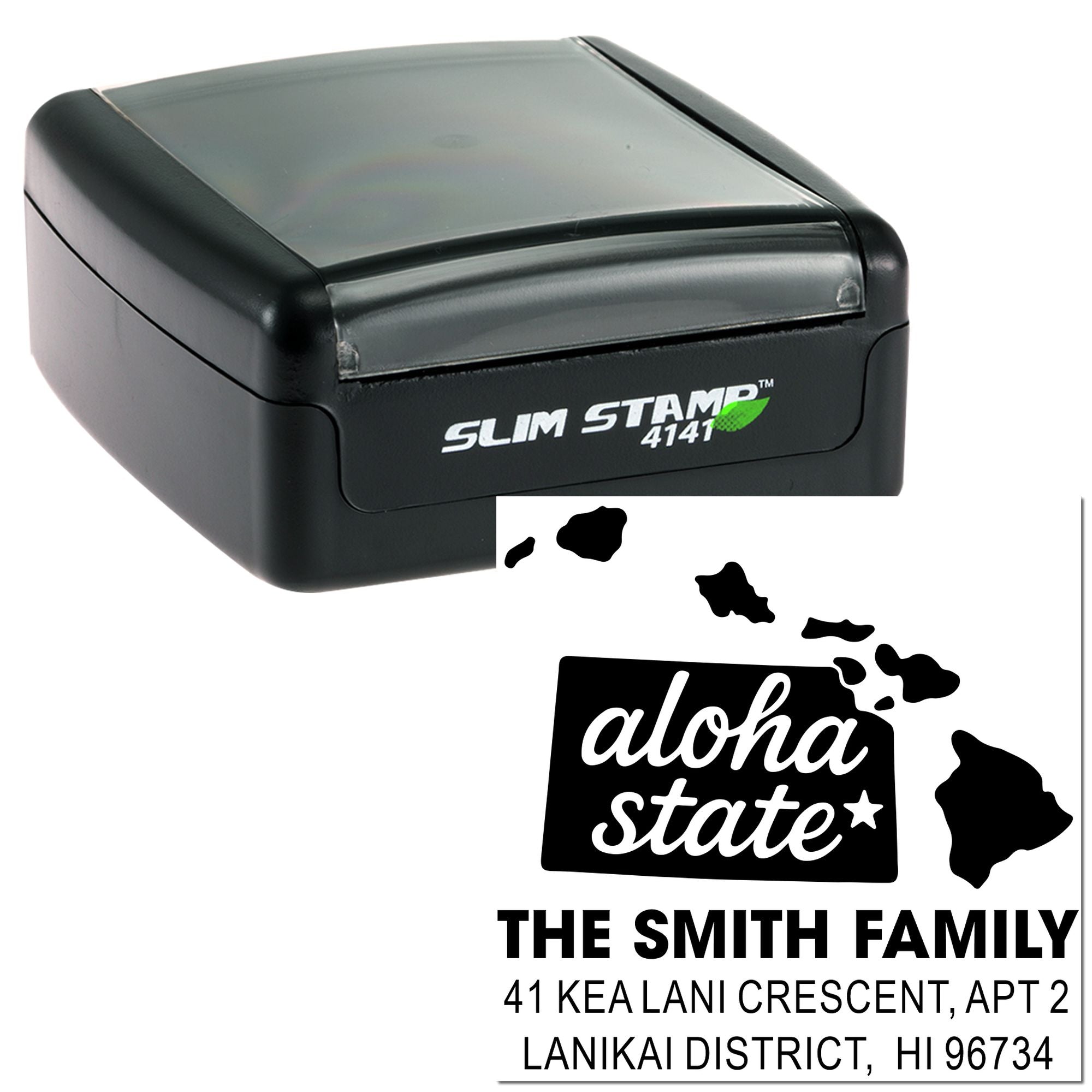 Aloha State Silhouette Square -Handle Rubber Pre-Inked Stamp