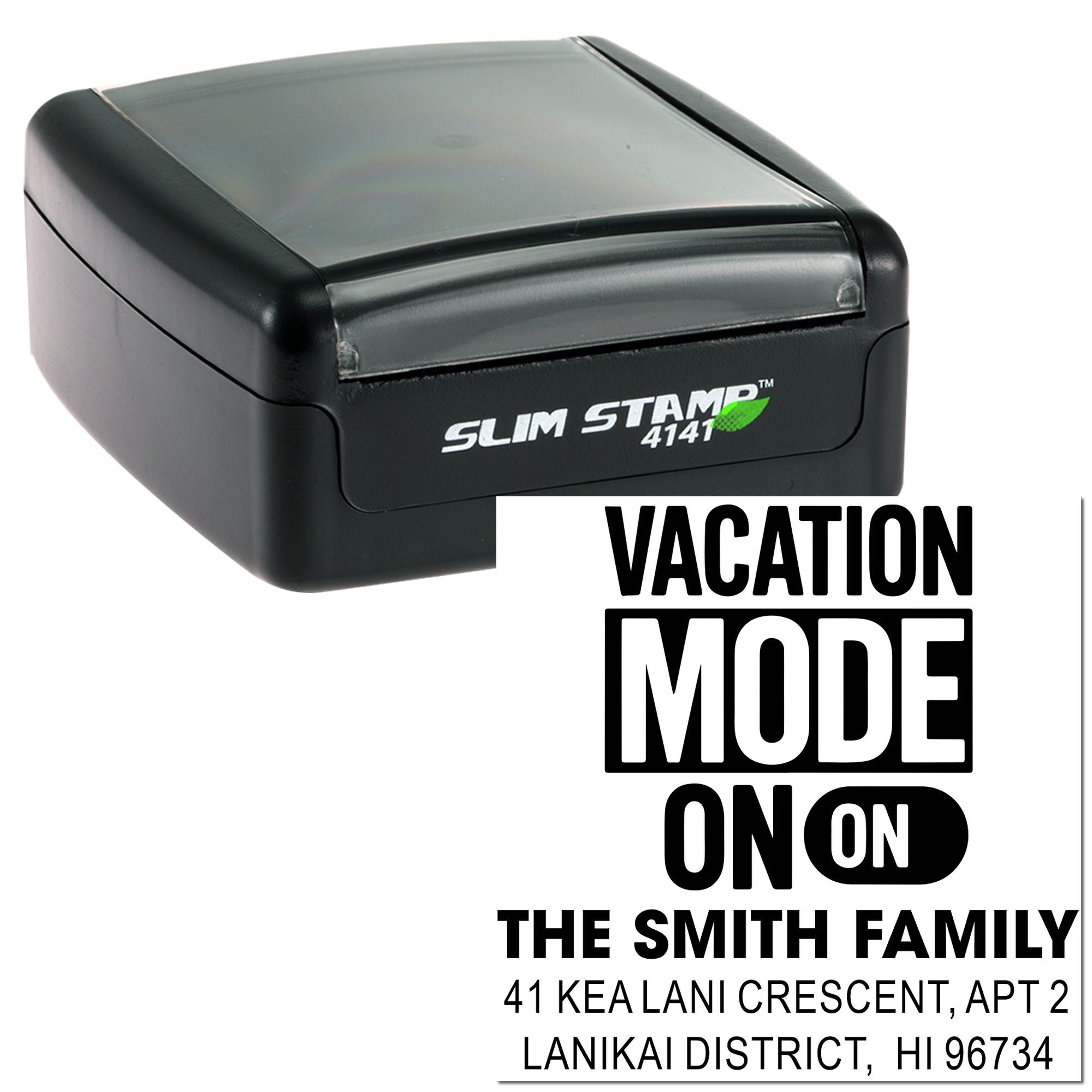 Vacation Vibes Activated Rubber Stamp for Scrapbooking & DIY Mixed Media Crafts, 1-5/8" Square , Small-Batch Design, Slim Pre-Inked Style