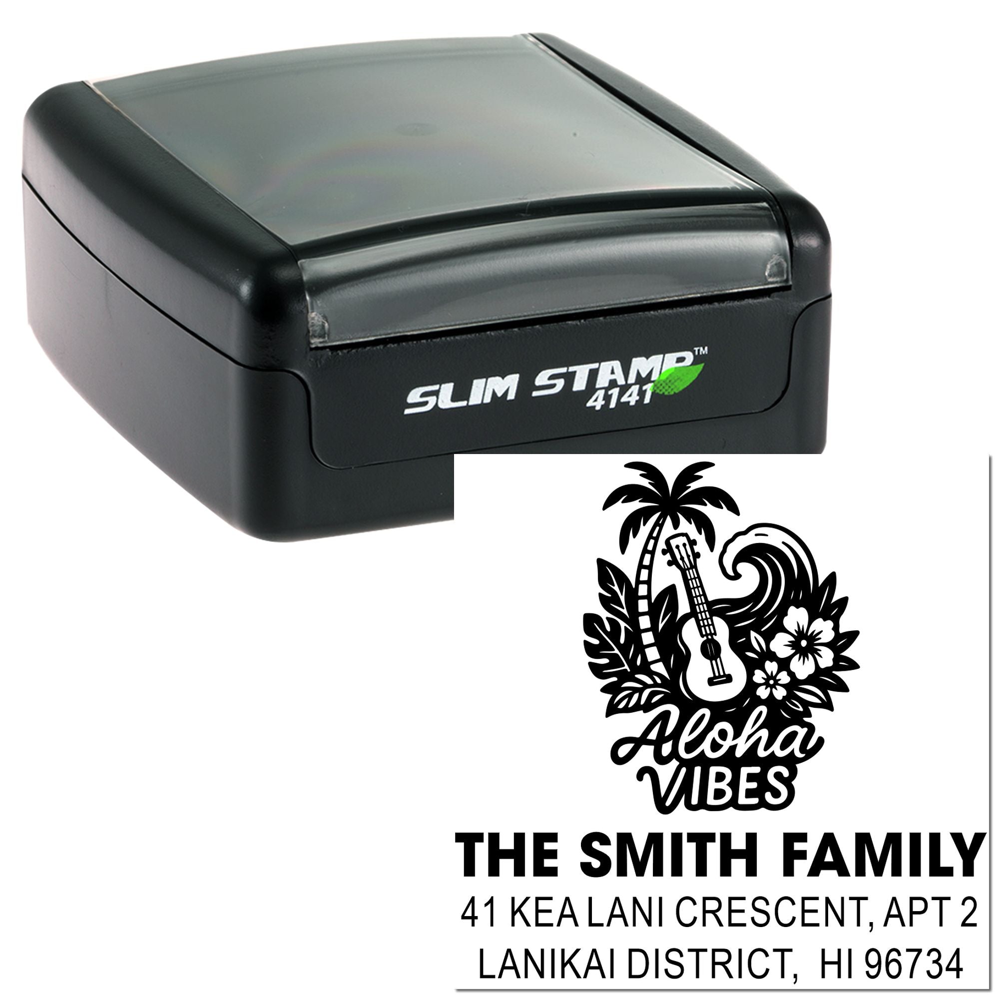 Aloha Vibes Personalized Tropical Rubber Pre-Inked Stamp