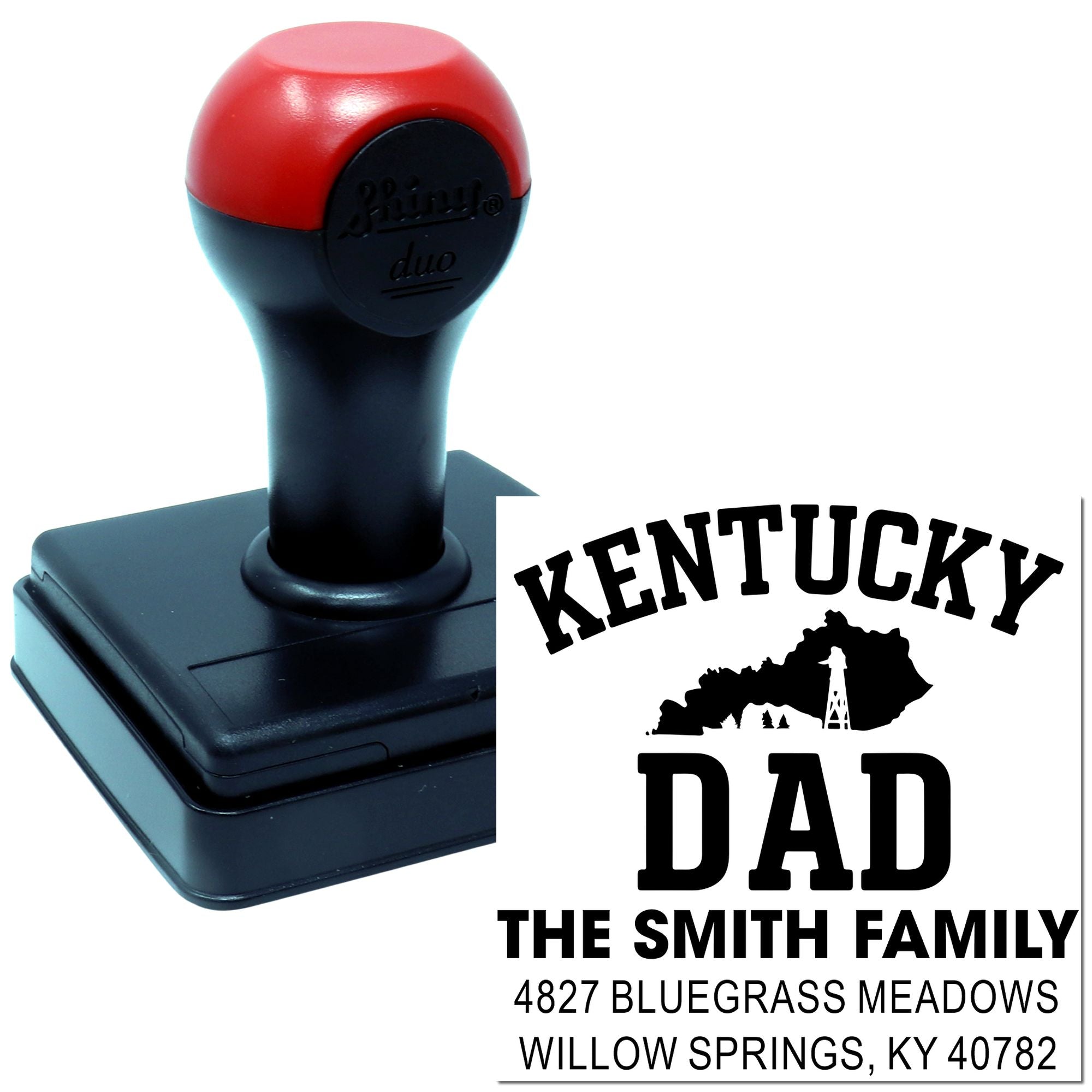 Custom Kentucky Dad self-inking rubber stamp with return address for personalized mail and gifts.