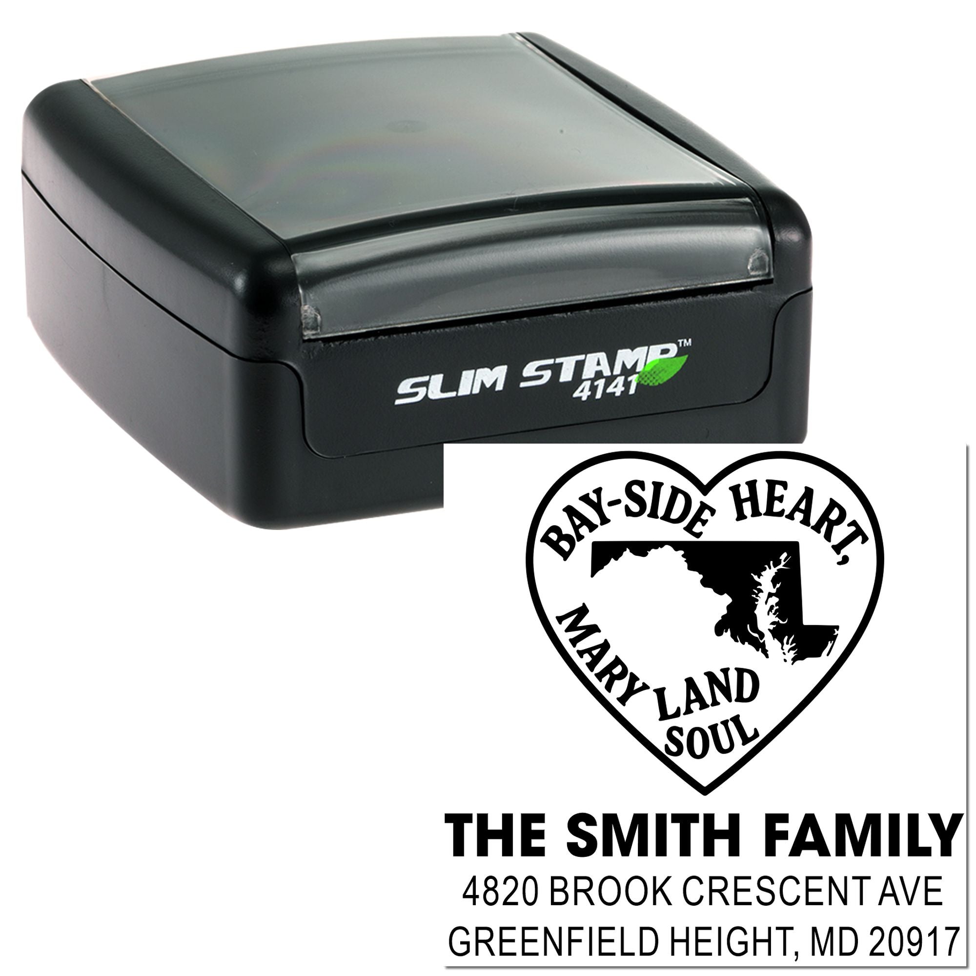 Bay-Side Heart Personalized Wedding Rubber Pre-Inked Stamp