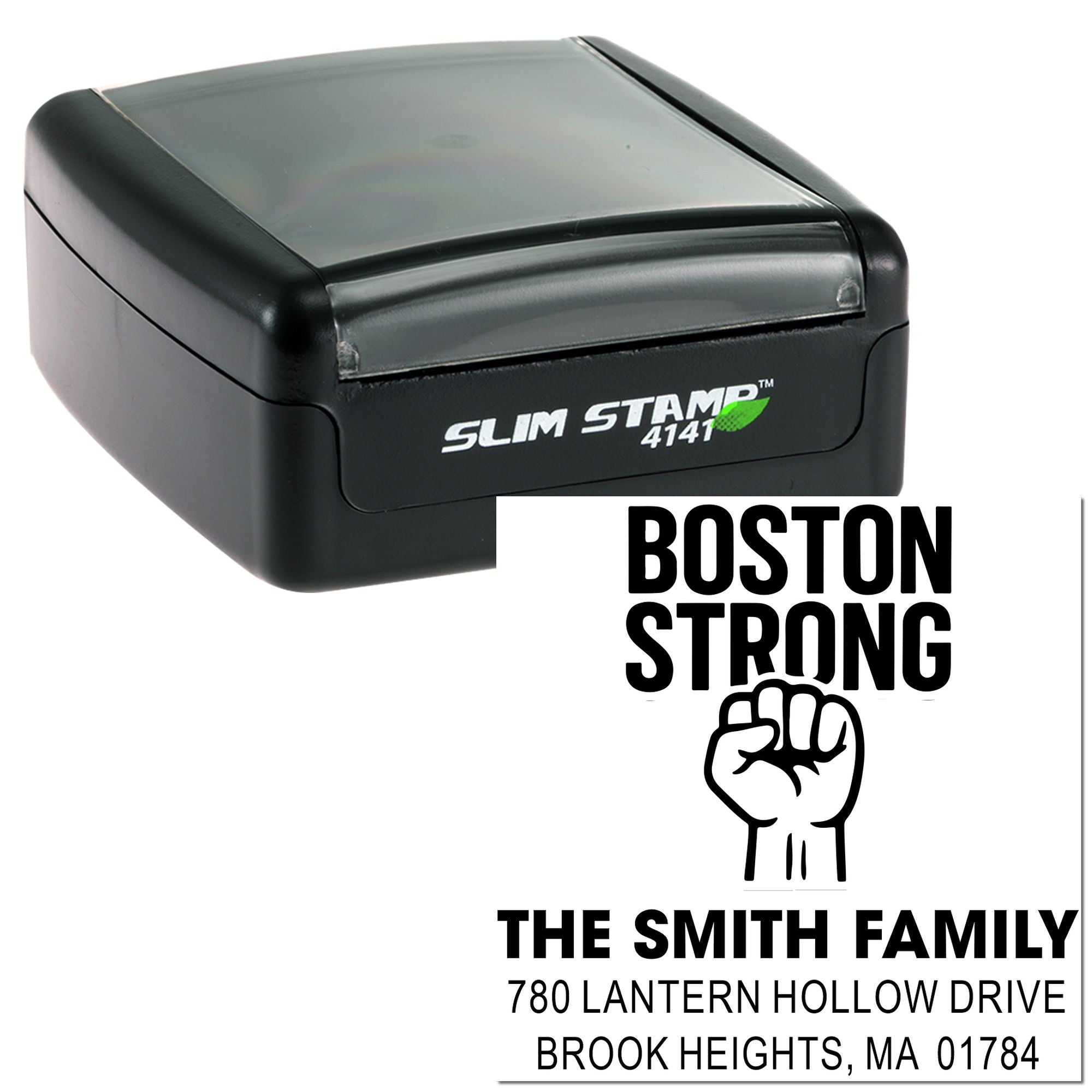 Boston Strong Pride Personalized Custom Imprint Rubber Pre-Inked Stamp, 1-5/8" Square for Letters and Small Business Use