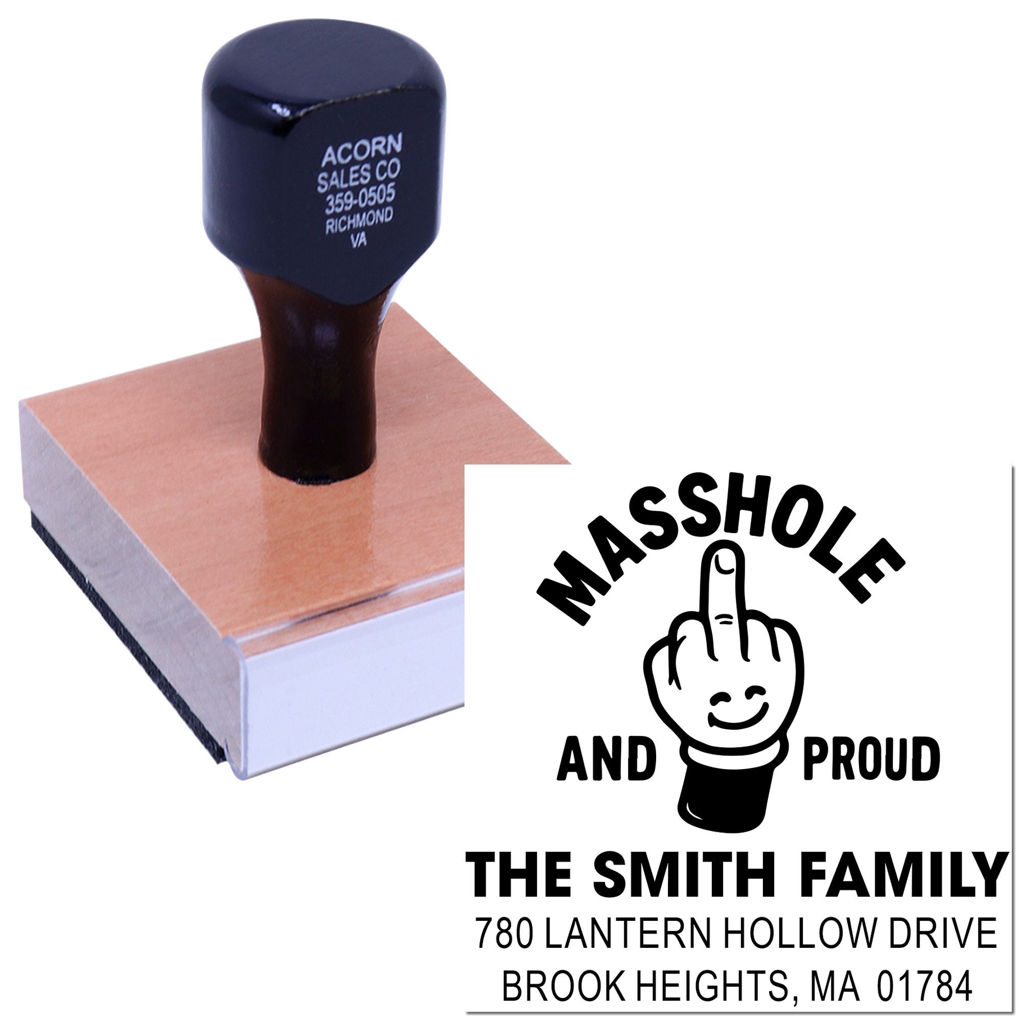 Custom rubber stamp with business address imprint and personalized family address stamp design