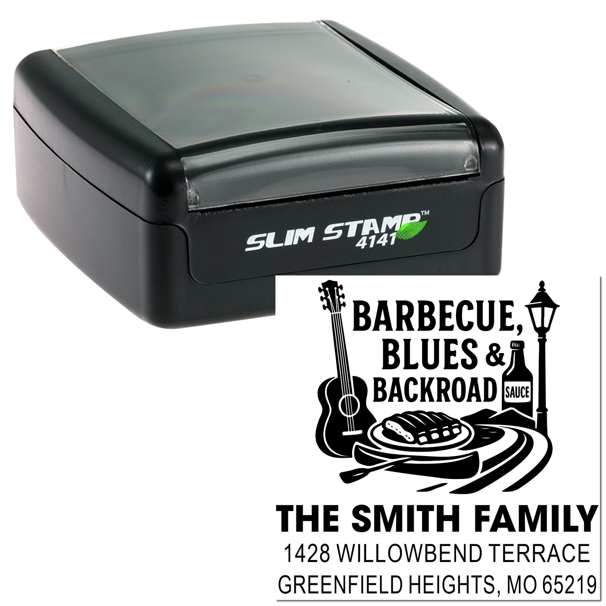 Barbecue Blues Vintage Retro Grill Rubber Pre-Inked Stamp