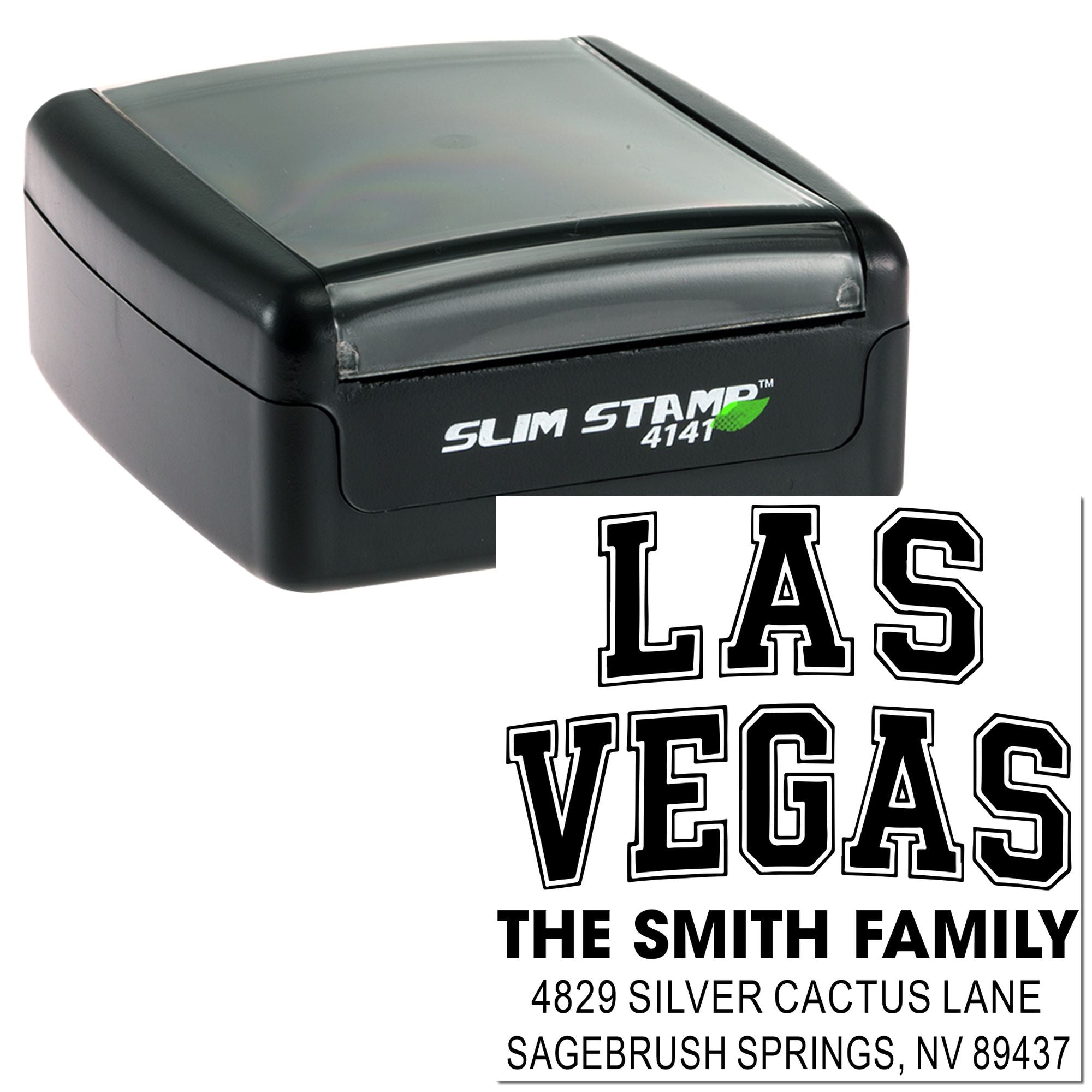 Vegas Bold Statement Personalized Square Address Pre-Inked Stamp