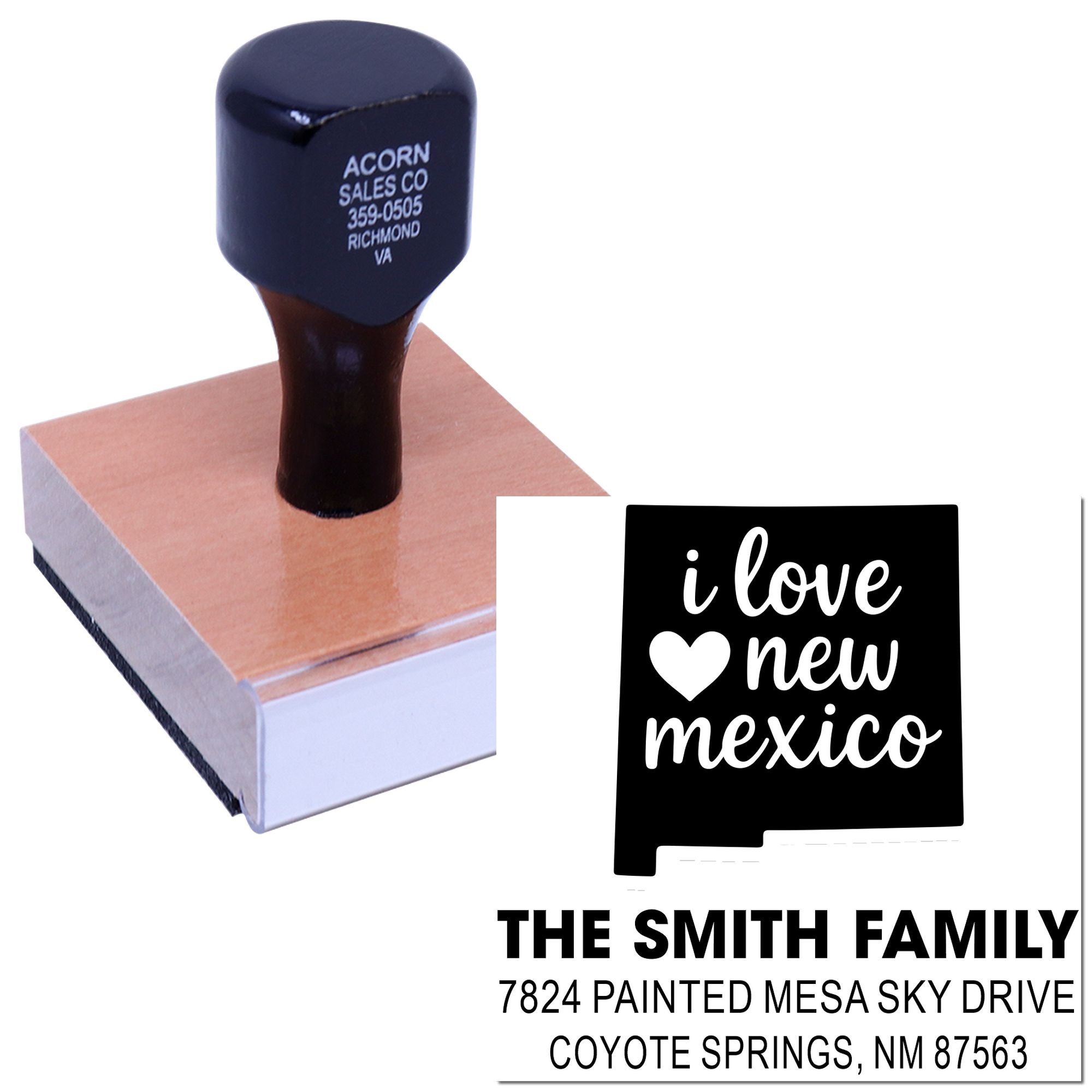 Custom New Mexico rubber stamp with Smith family address for personalized mail, crafts, and return labeling.