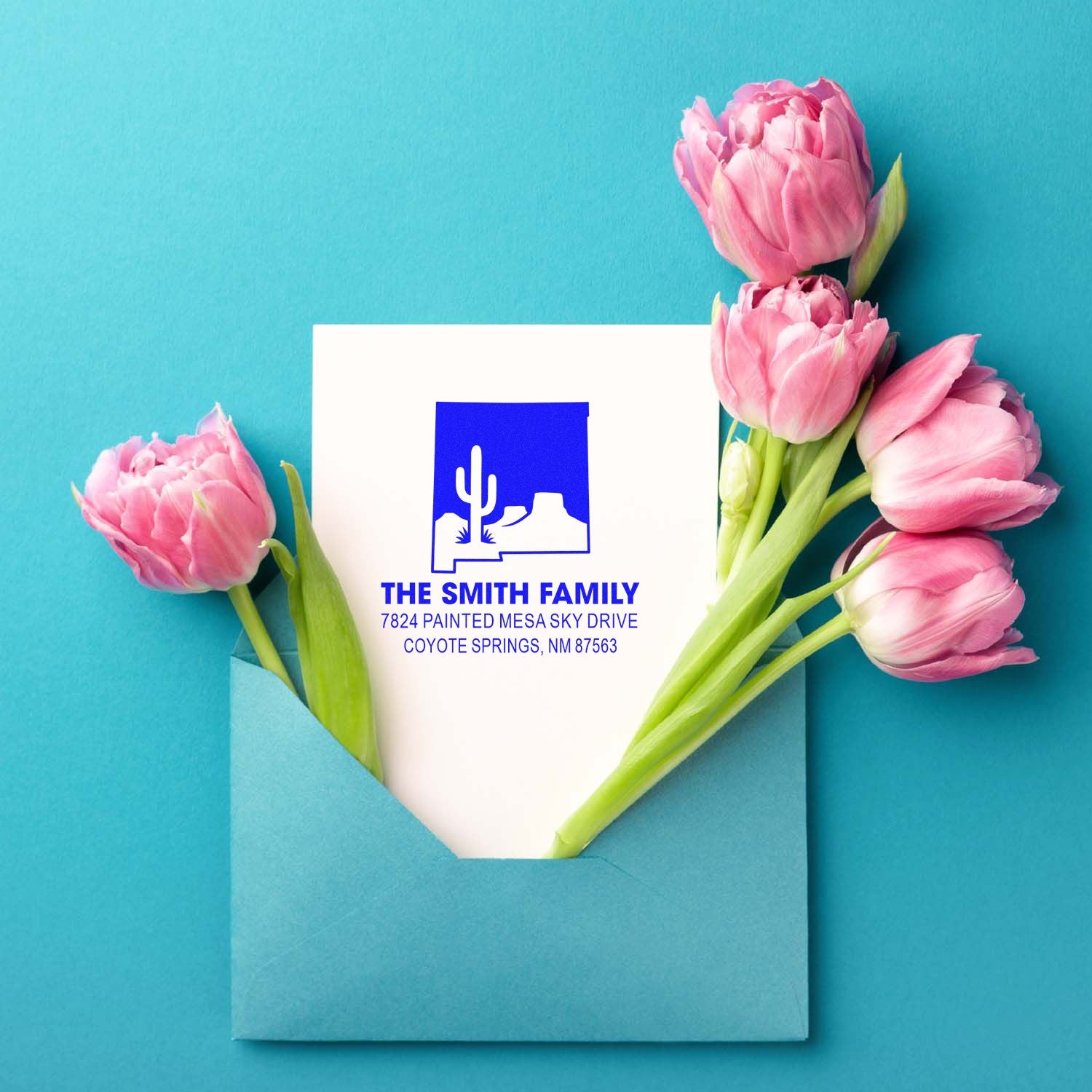 Boho Desert Mesa Abstract Line Art Rubber Stamp with Wood Handle