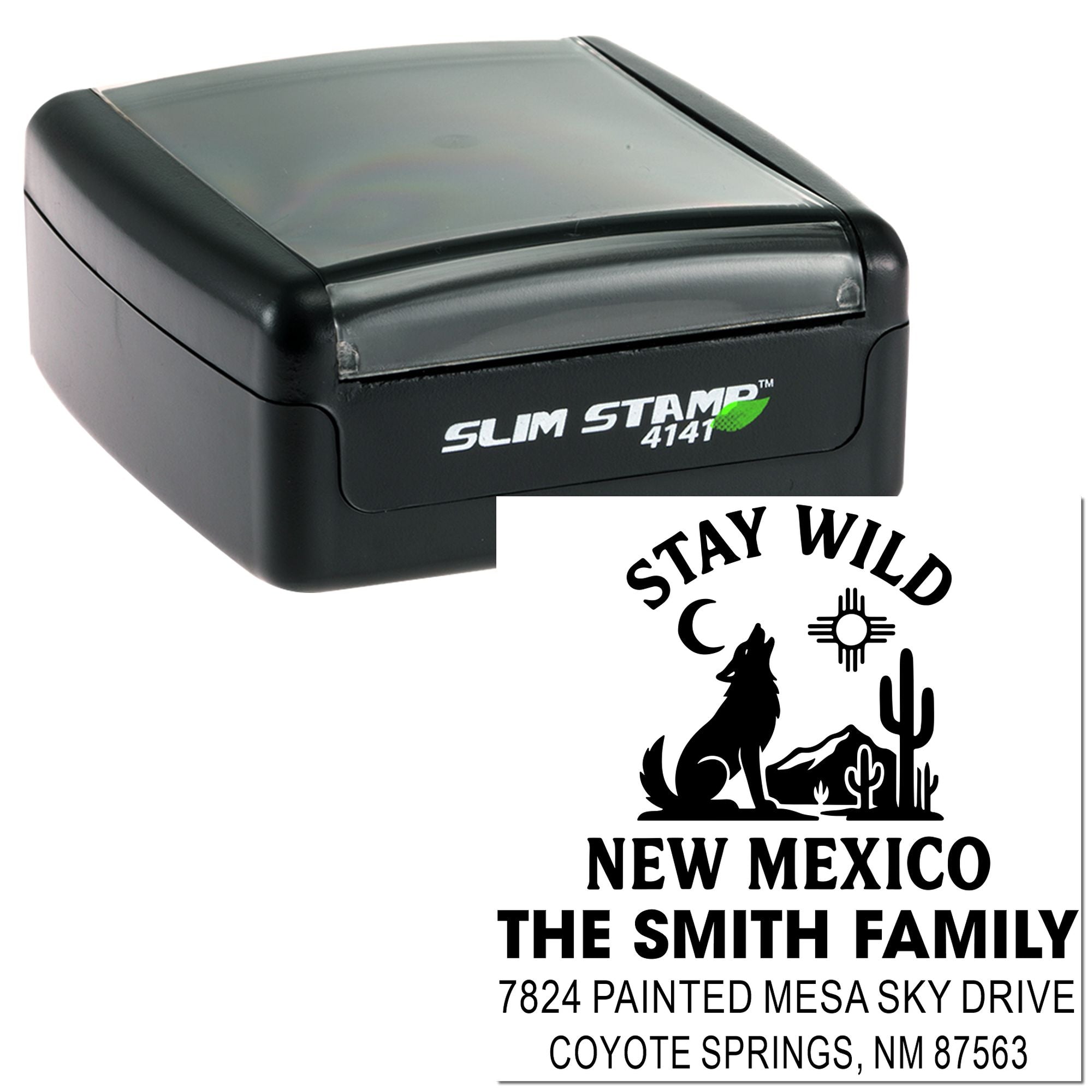 Wild New Mexico Desert Landscape Handmade Rubber Pre-Inked Stamp