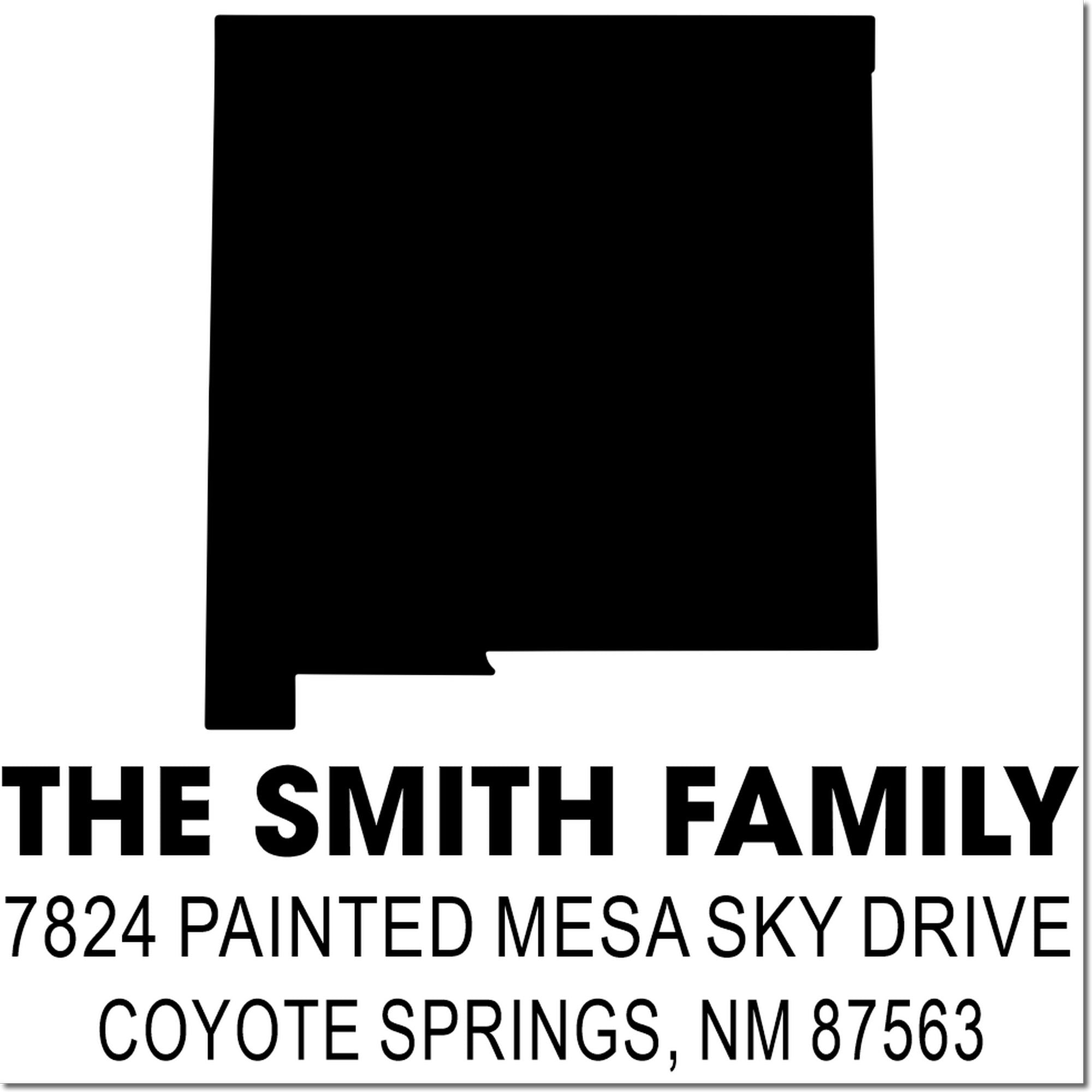 Custom Smith family return address rubber stamp for Coyote Springs, NM mailing labels