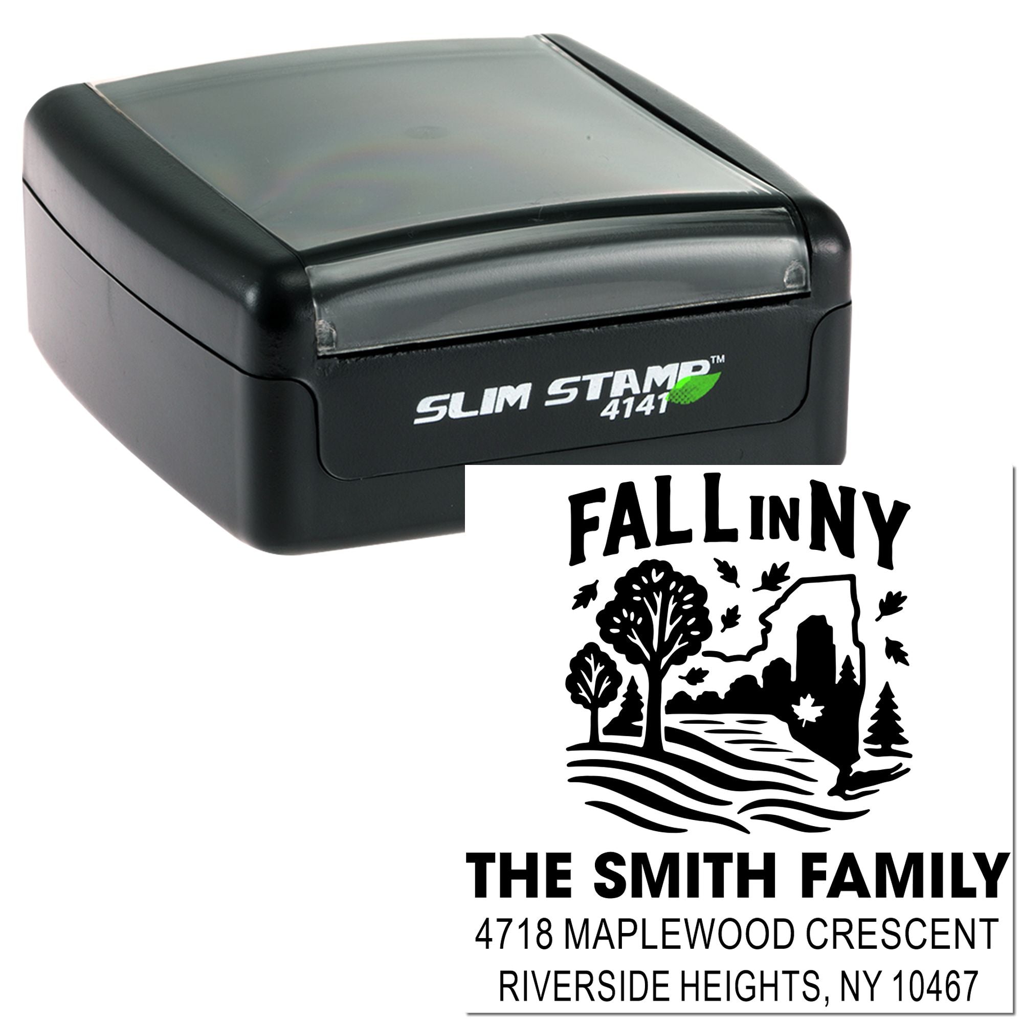 Autumn in New York Personalized Script Line Rubber Pre-Inked Stamp with Elegant Calligraphy Design