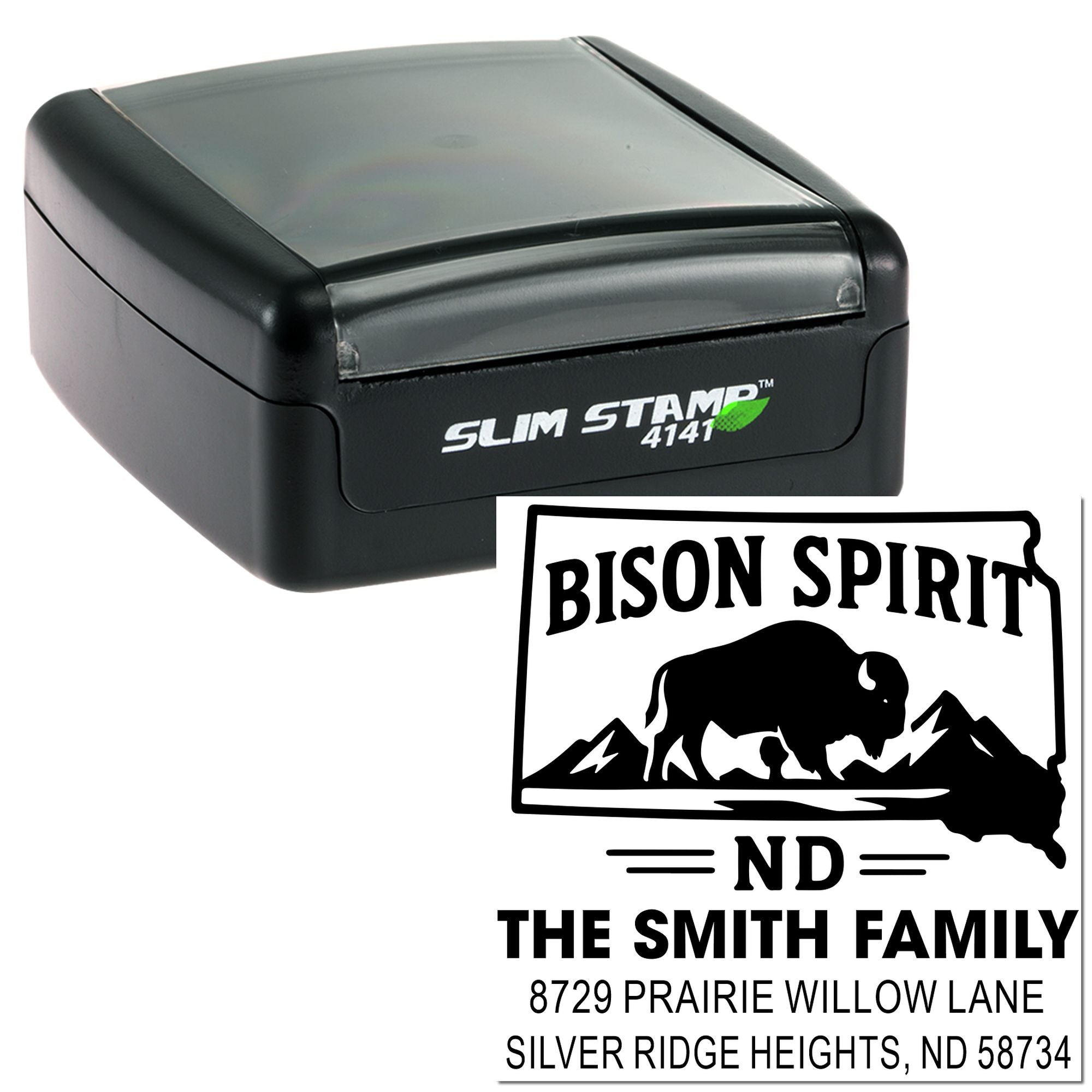 Bison Spirit Personalized Square Pre-Inked Stamp