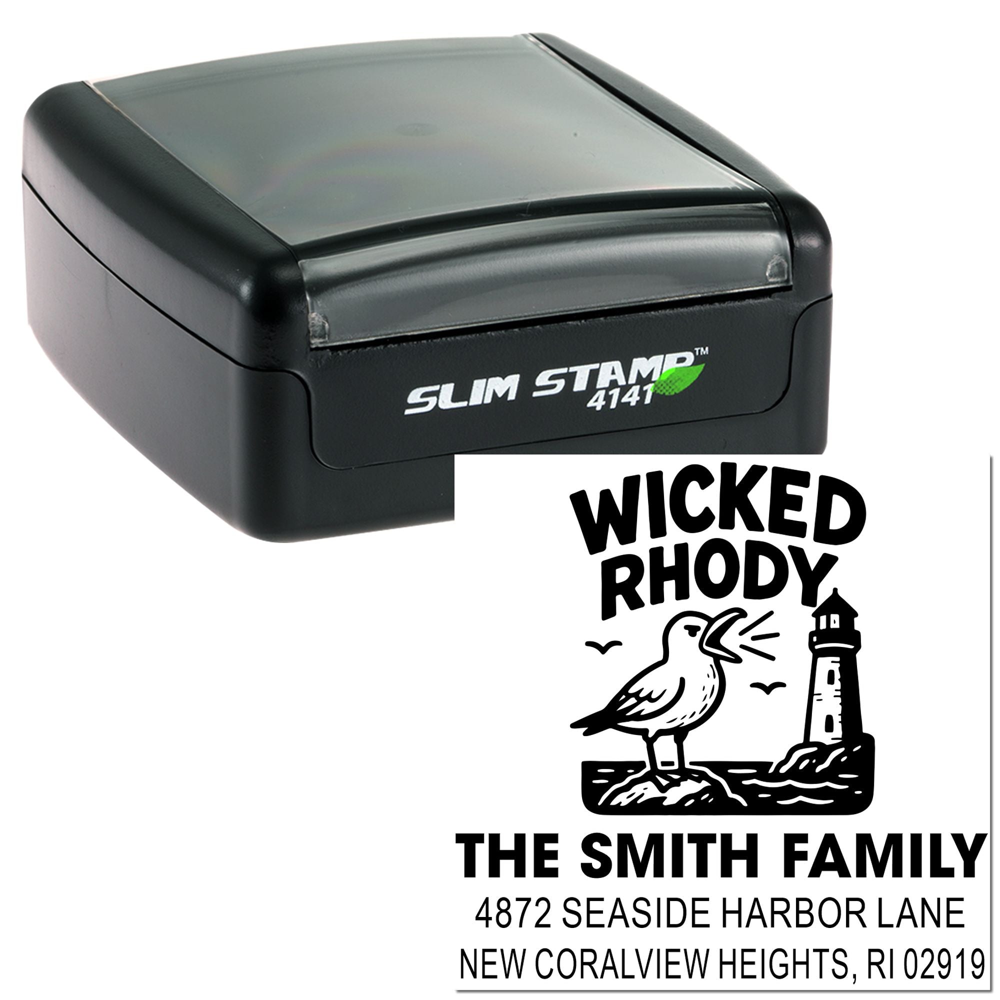 Wicked Rhody Vibes Personalized Square Custom Rubber Pre-Inked Stamp