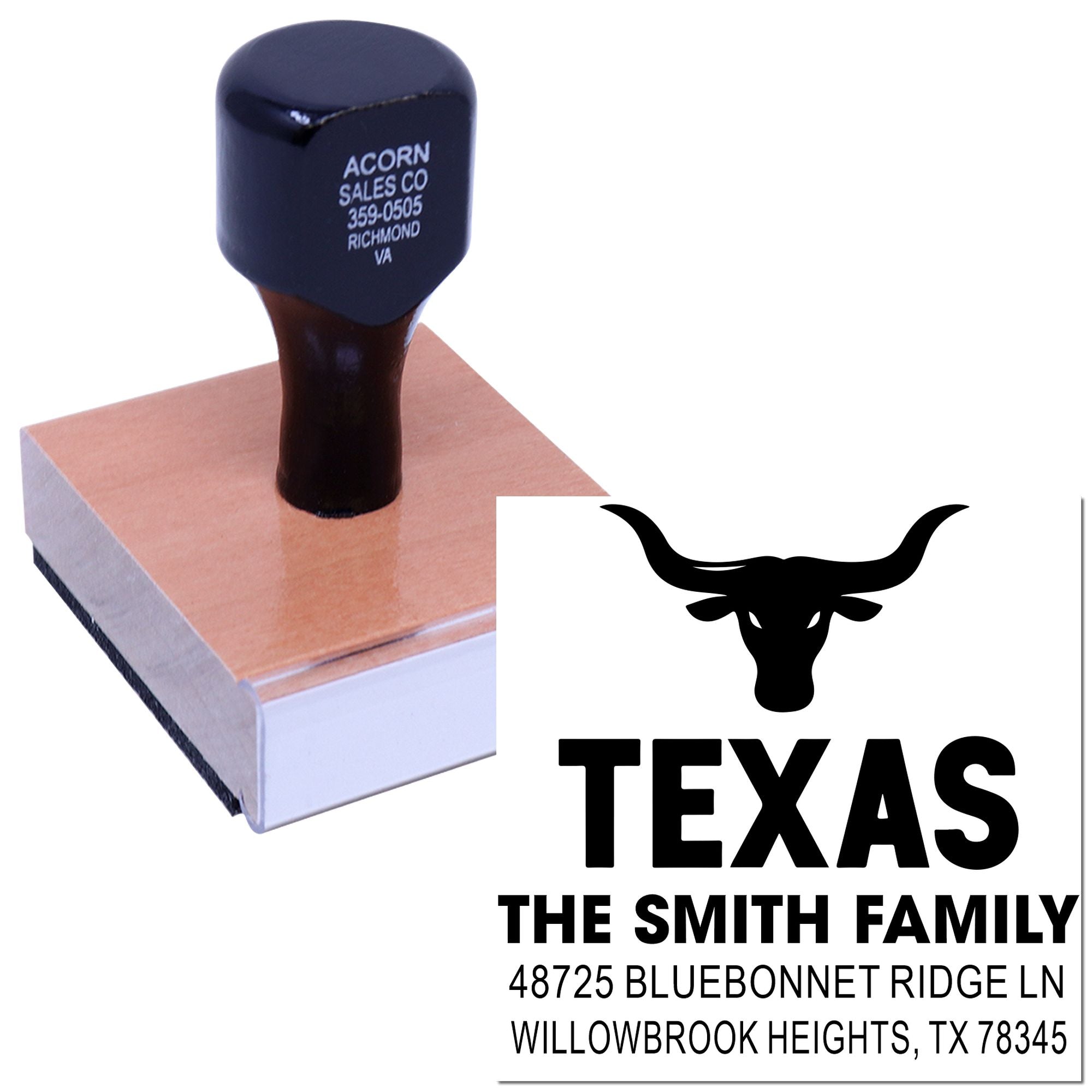 Texas Bold Design Wood Handle Stamp