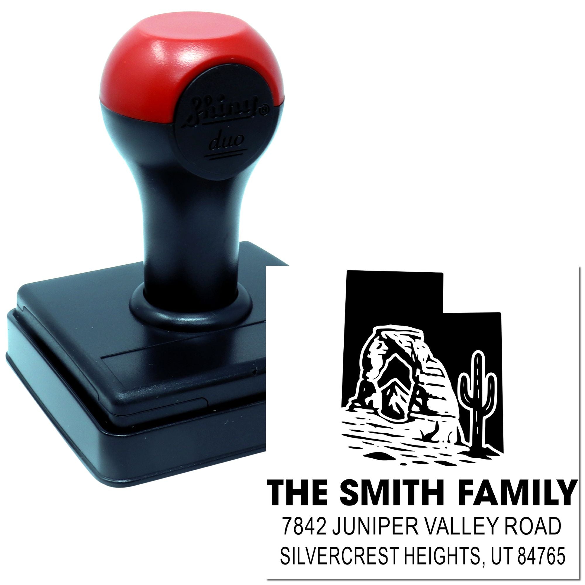 Modern Desert State Silhouette Wood-Handled Rubber Stamp