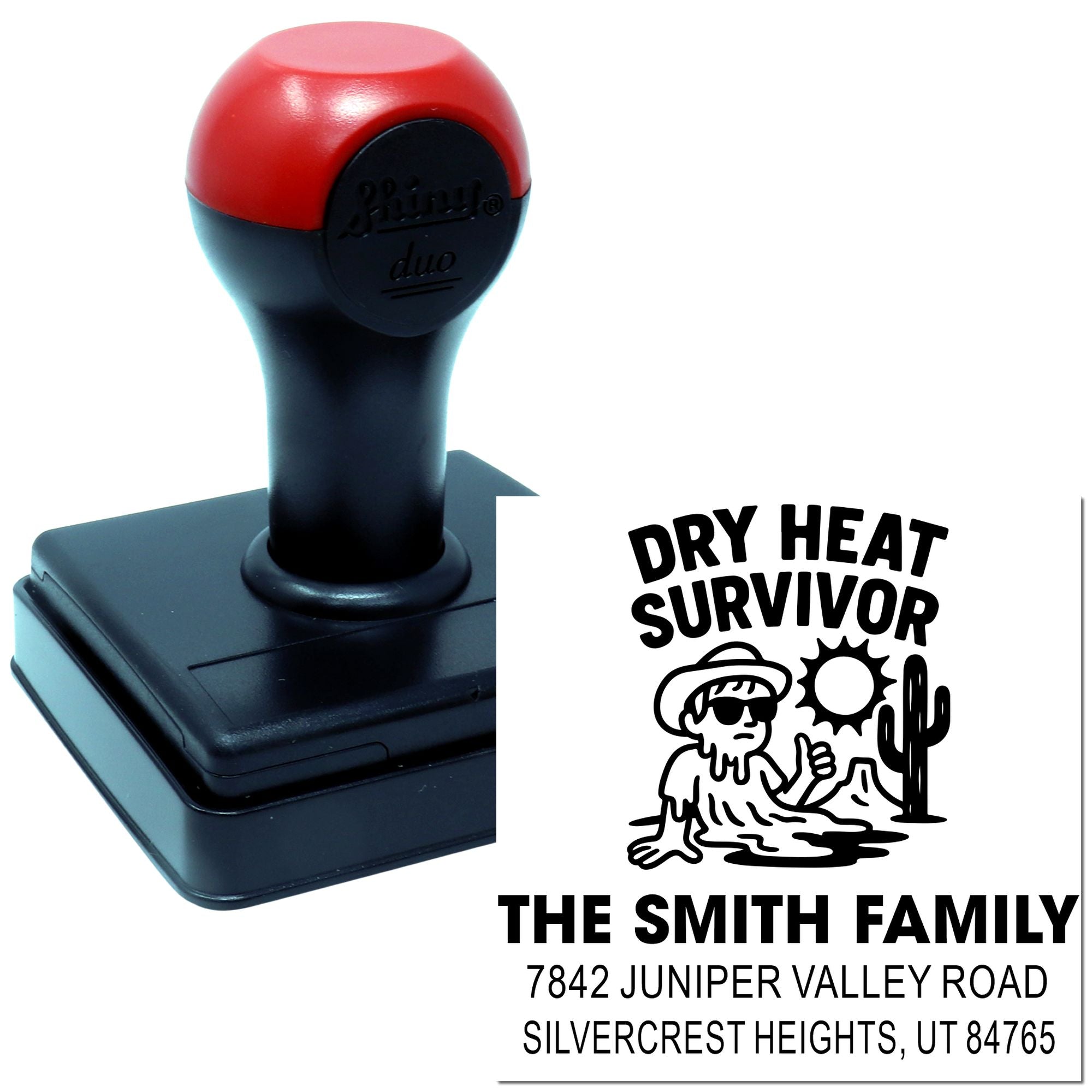 Desert Meltdown Custom Square Wood Handle Rubber Stamp