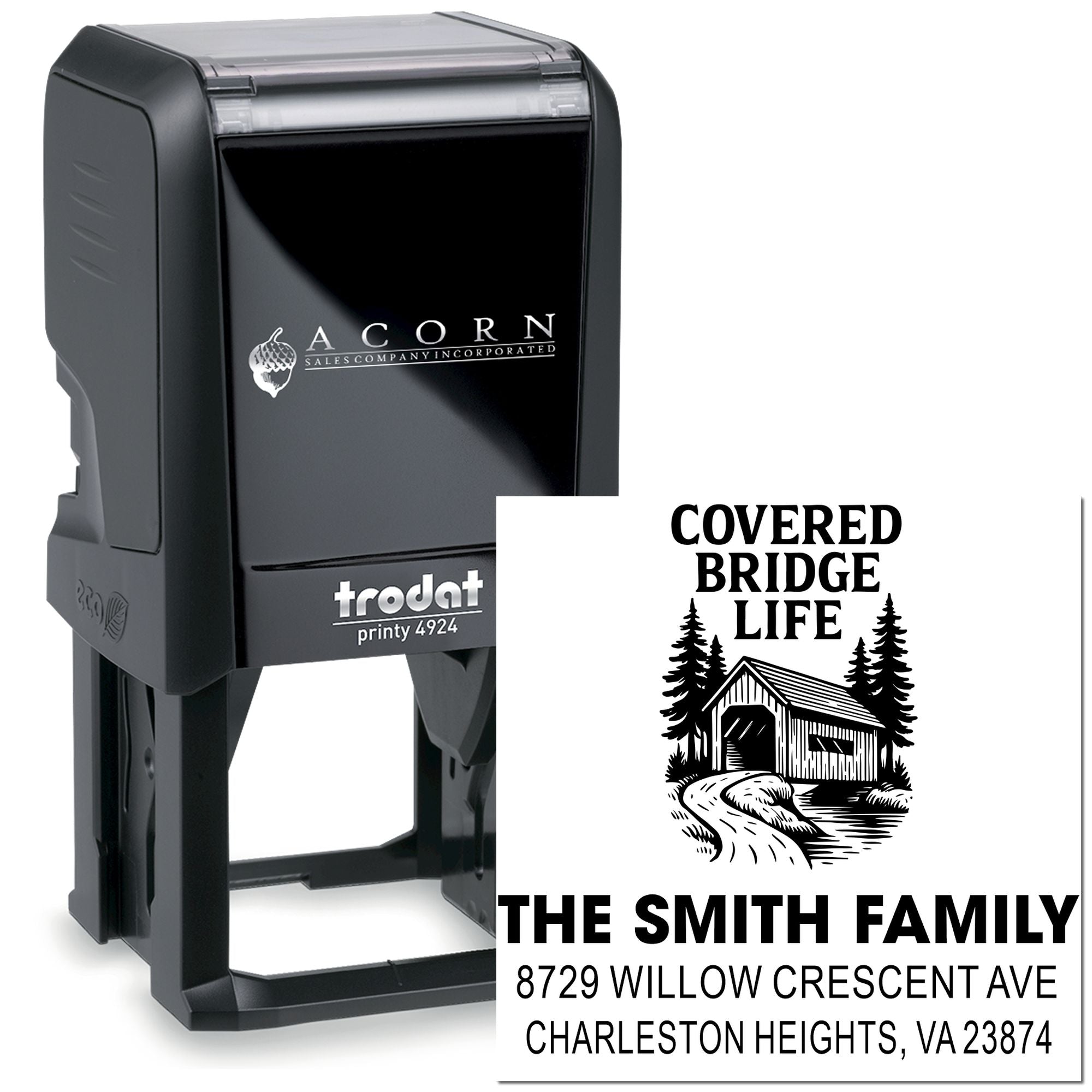 Covered Bridge Charm Self-Inking