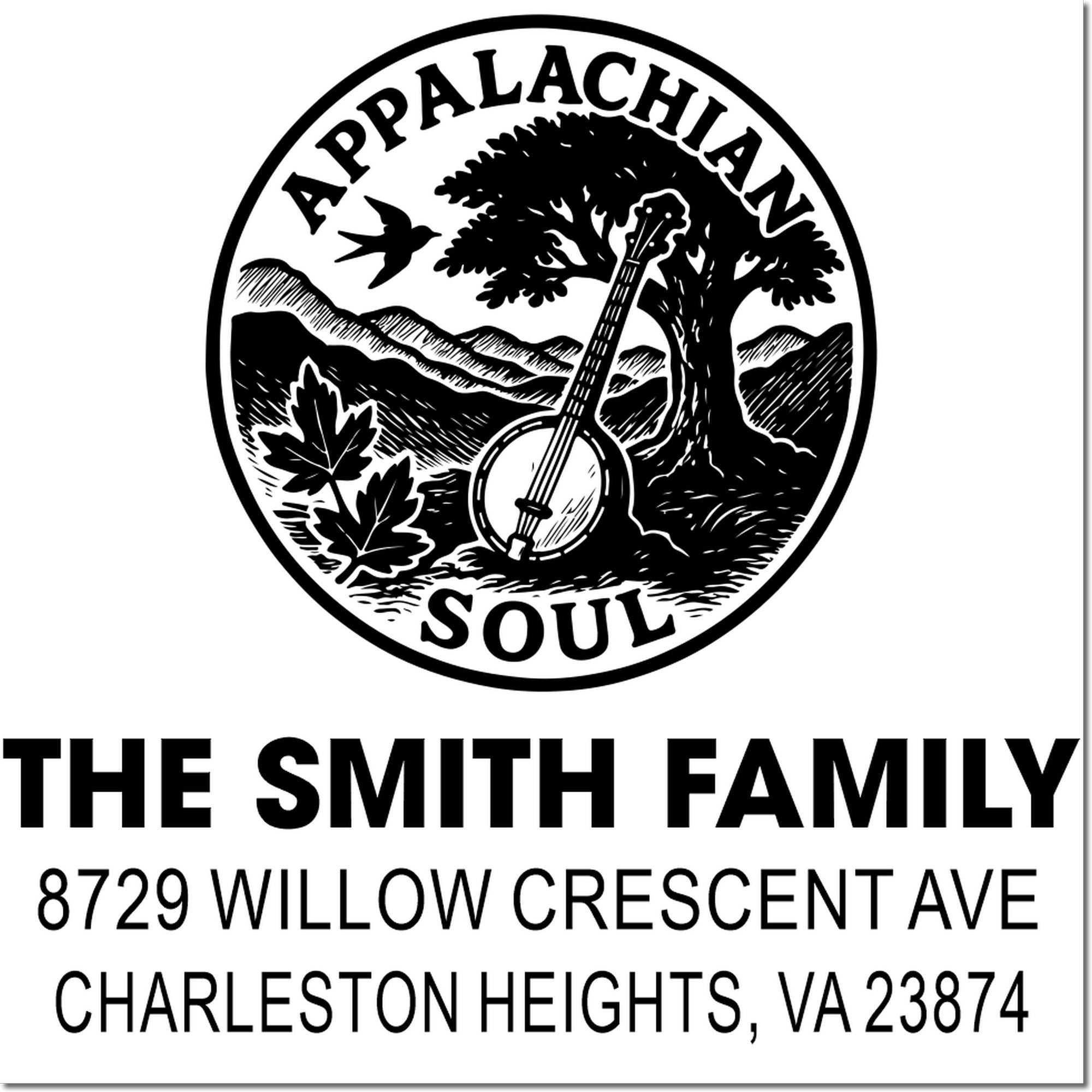 Custom Appalachian Soul family address stamp with The Smith Family, Charleston Heights, VA 23874