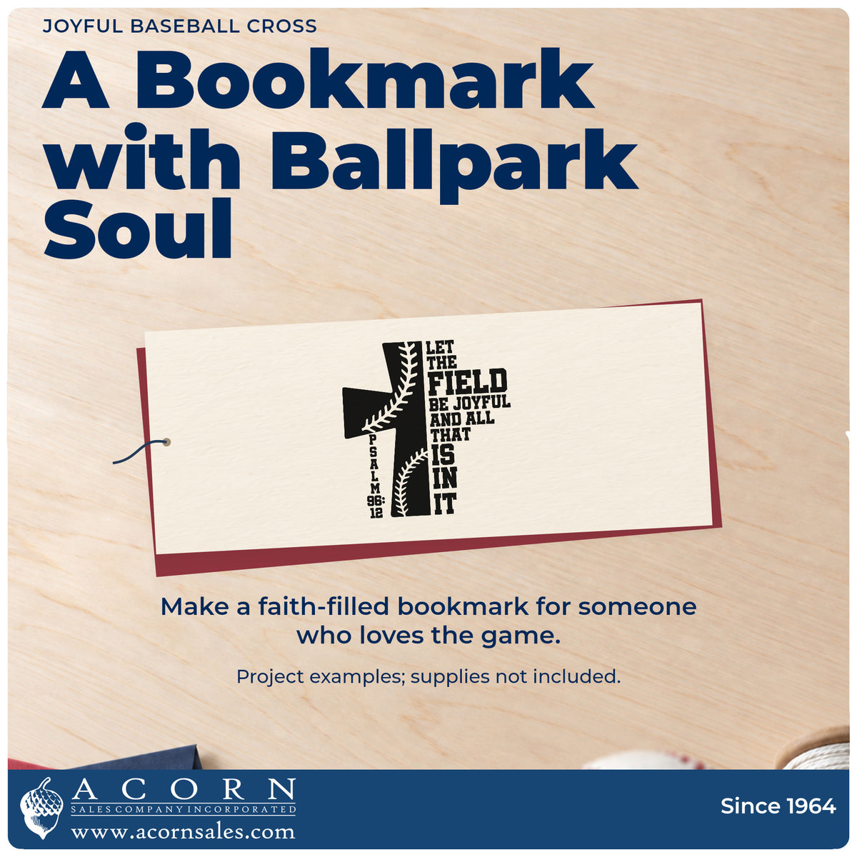 A finished handmade project stamped with the Joyful Baseball Cross Hand Stamp – Duo, ideal for church league programs.