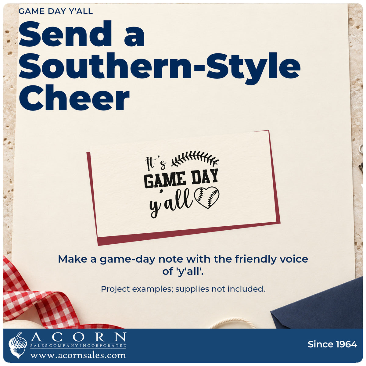 A finished handmade project stamped with the It's Game Day Y'all Pre-Inked Stamp – PSI, ideal for front porch signs.