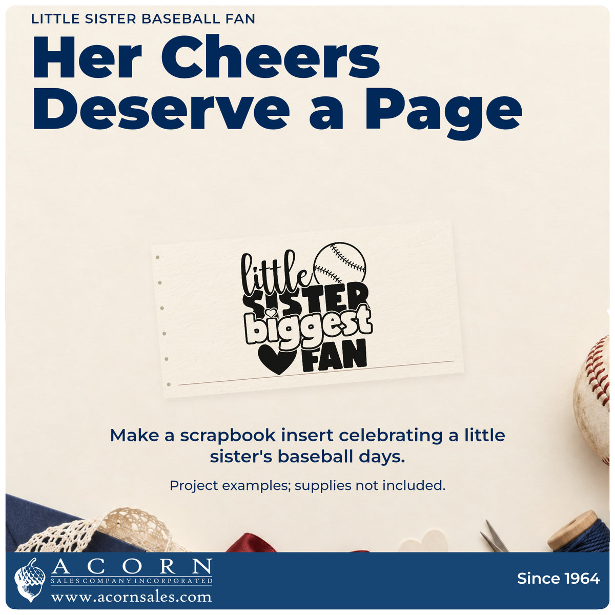 A finished handmade project stamped with the Little Sister Baseball Fan PSI Pre-Inked Stamp, ideal for game day hair bows.