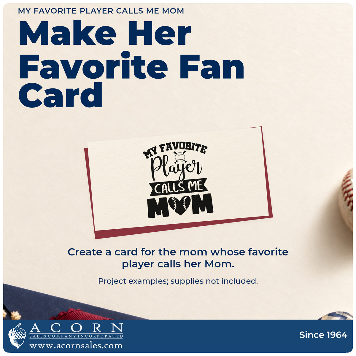 A finished handmade project stamped with the My Favorite Player Calls Me Mom Rubber Stamp – Wood Handle, ideal for bleacher tees.