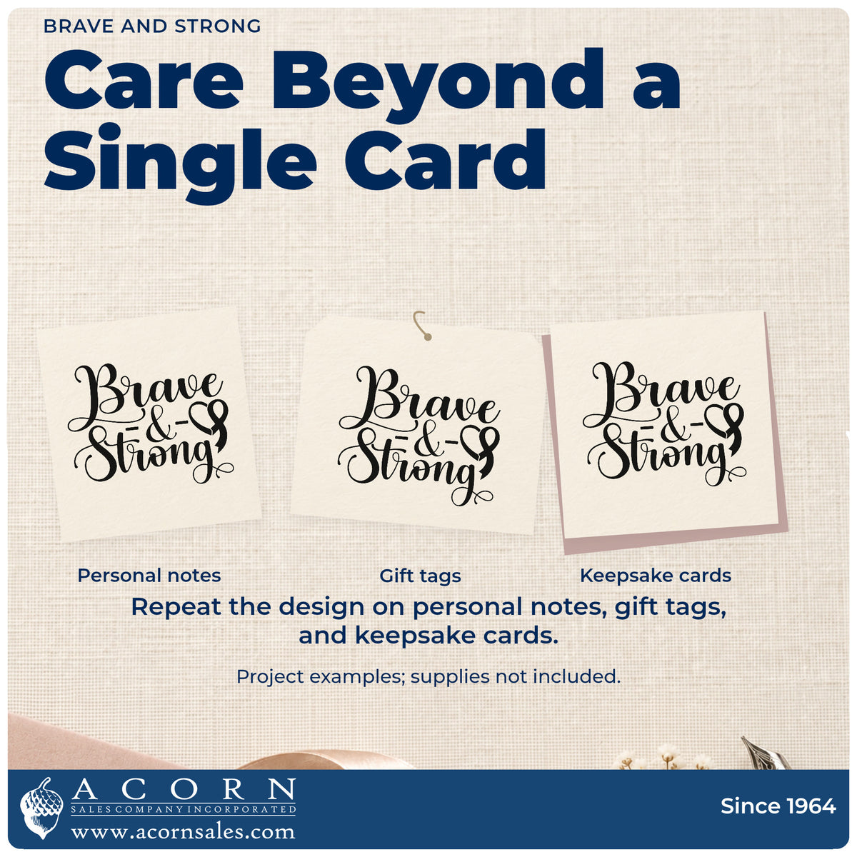 Three project examples made with the Brave & Strong Awareness Ribbon Premium Wooden Stamp - Vintage Pro, including walk team tees.